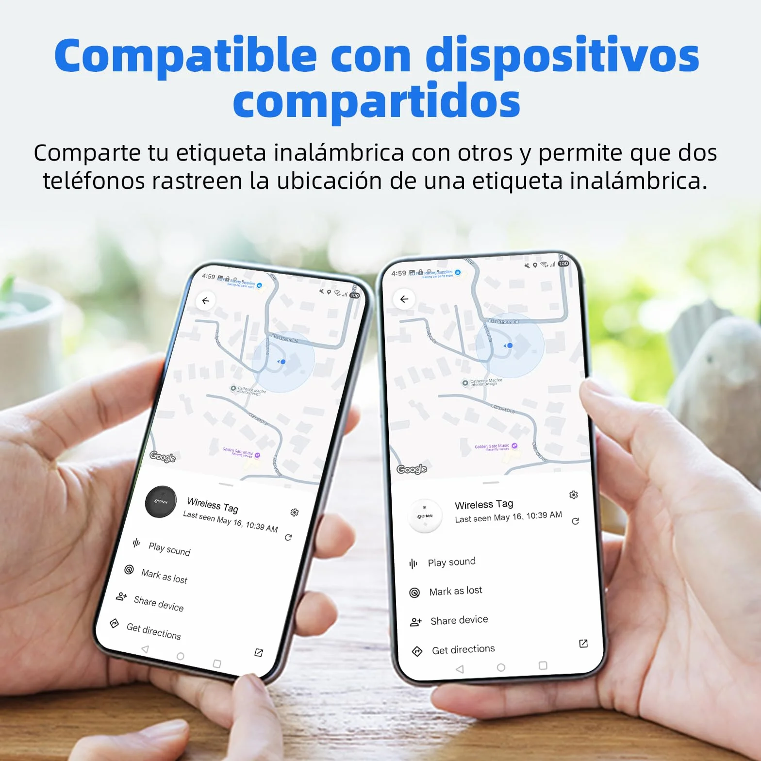 Android Smart Tracker Tag,Google Localizador Funciona con Find Hub App (SÓLO Android),Bluetooth Key Finder para Llaves,Bolsas,Equipaje,Mascotas y Mochila,Impermeable IP67，Batería Reemplazable,2 Negro