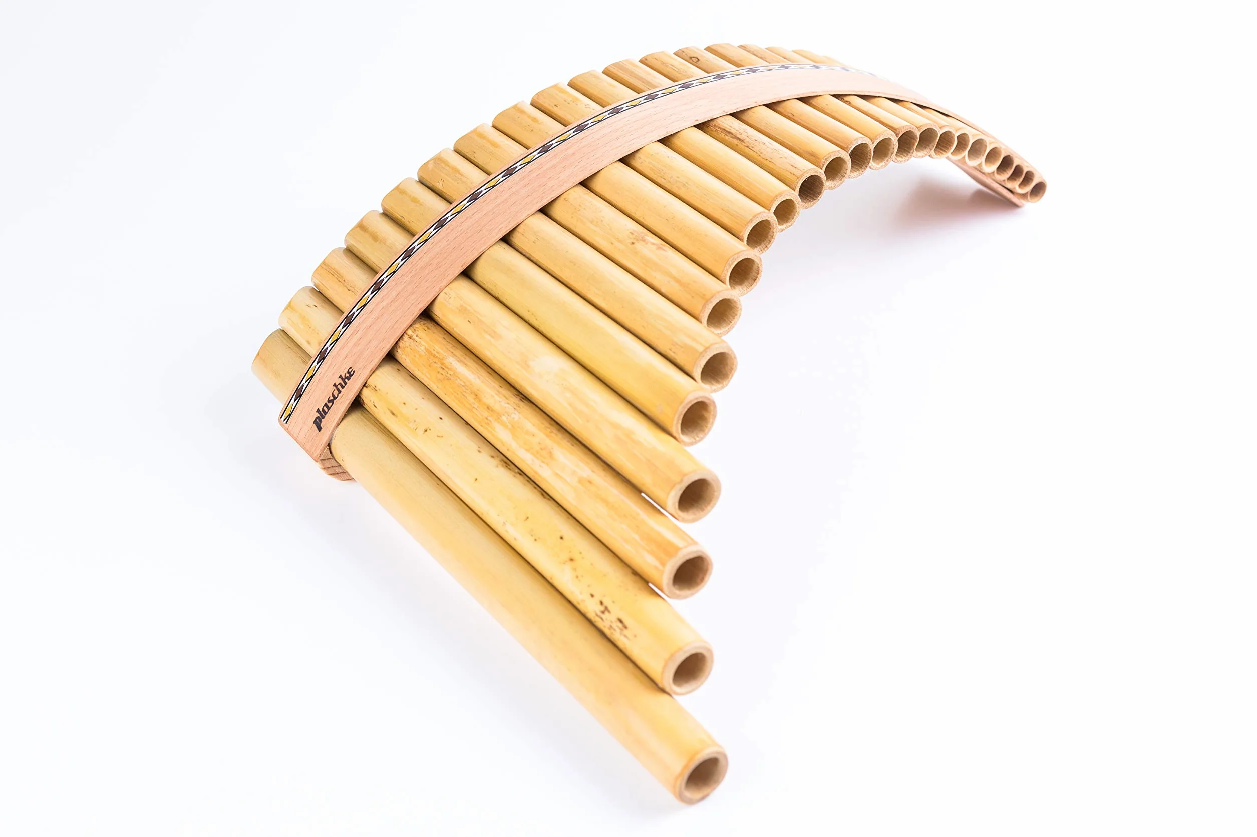 Plaschke Zampoña, Flauta de pan con cinturón de madera, hecha a mano en Tirol del Sur/Italia, 12 tubo-Do