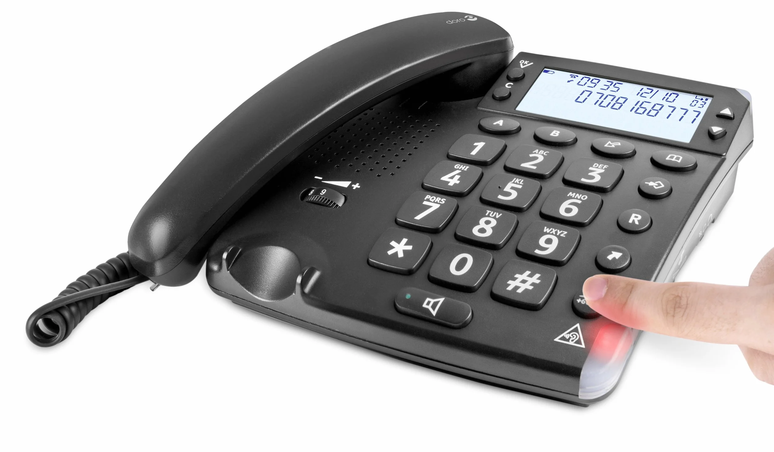 Doro Magna 4000 Teléfono Fijo con Cable para Personas Mayores Teclas Espaciadas Pantalla Grande Sonido Amplificado Negro