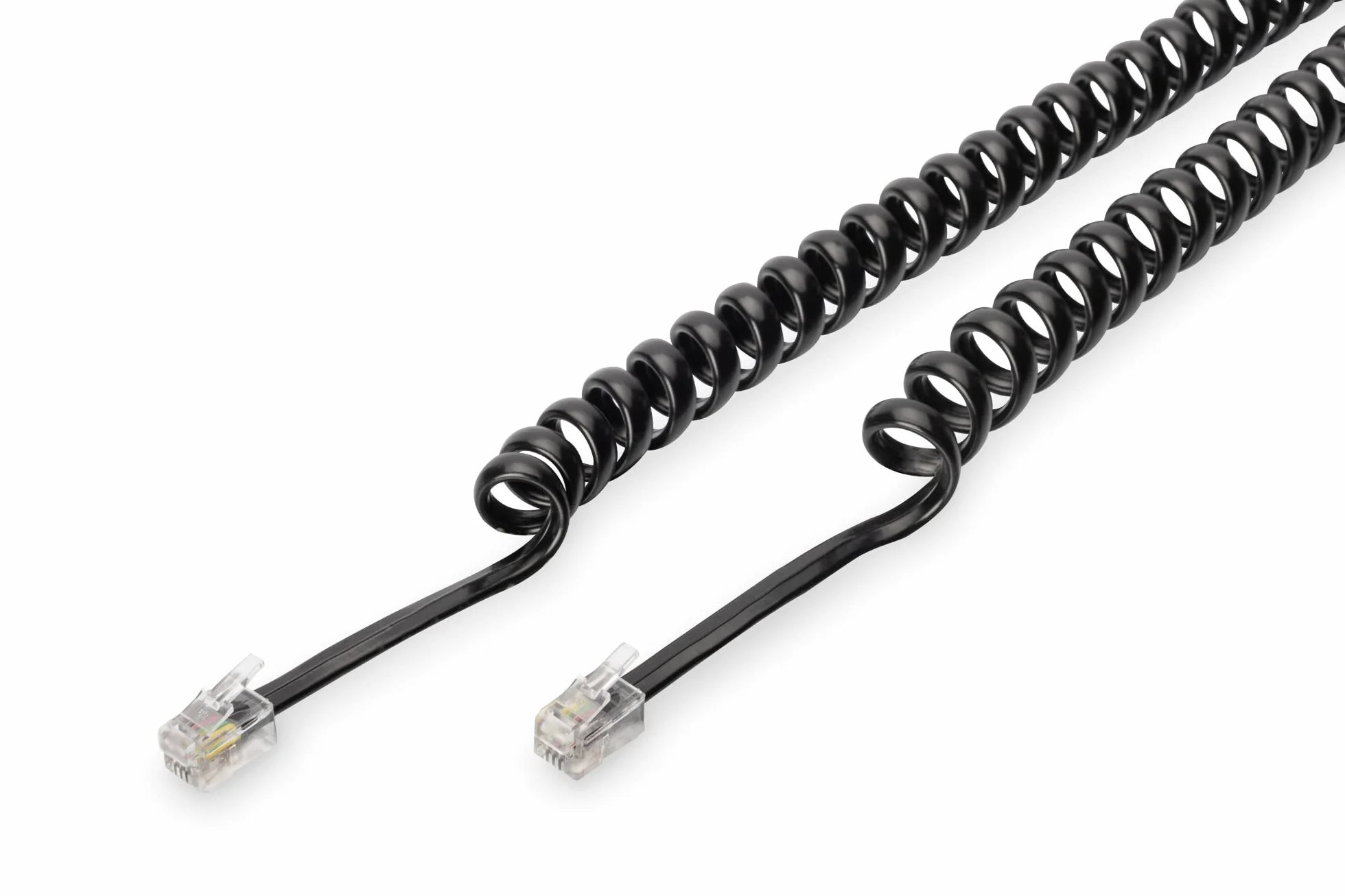 DIGITUS Cable de conexión auricular telefónico RJ10-4 hilos espiral 4 m negro
