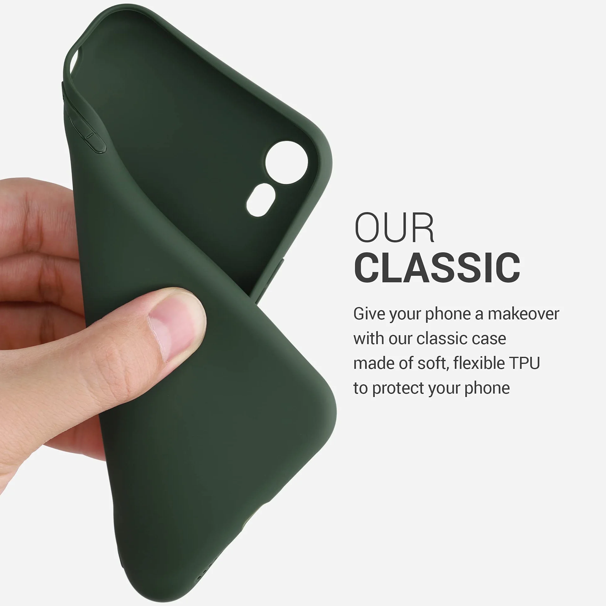 kwmobile Funda para Apple iPhone XR Carcasa - Ultrafina de TPU y Silicona con Bordes elevados anticaídas - Verde Oscuro Mate