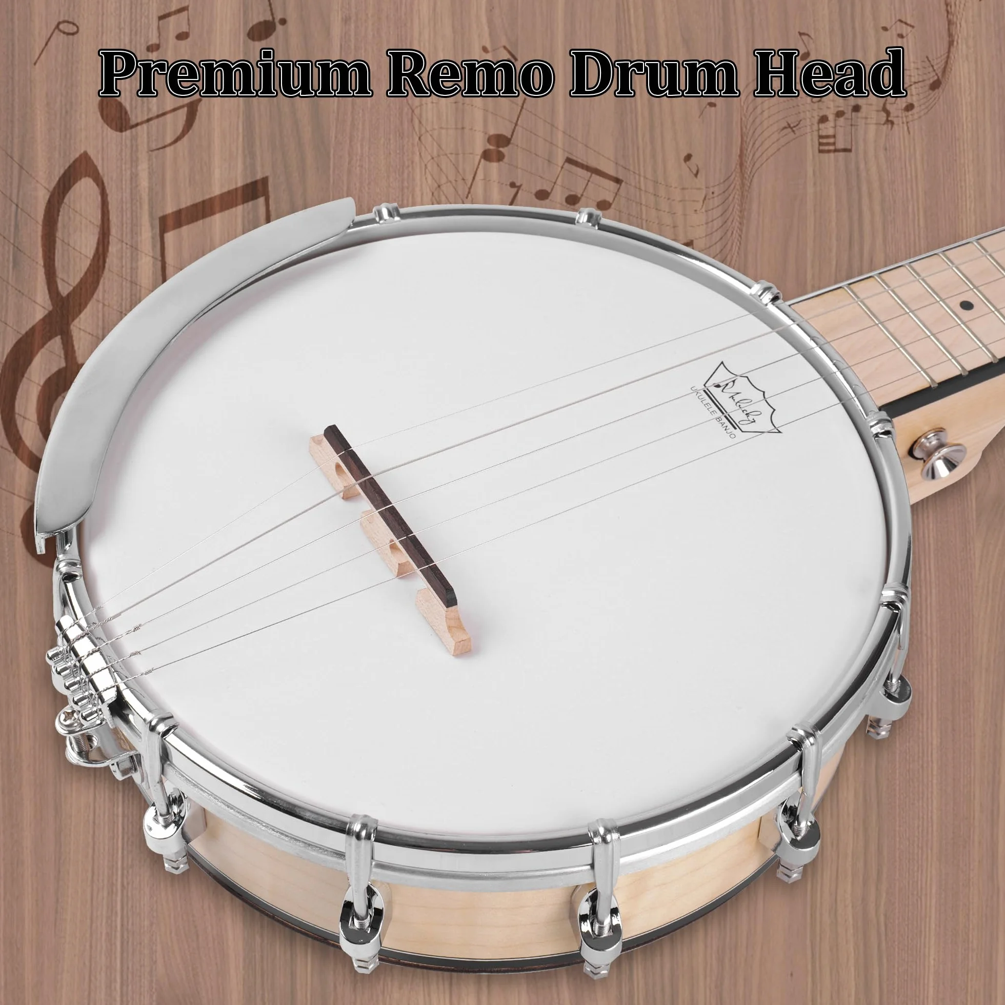 Mulucky B805 - Banjo Mini de 5 cuerdas, 66 cm, kit de viaje para principiantes, parte trasera sólida cerrada, con bolsa de concierto, afinador, púas, correa de cuerdas, B805