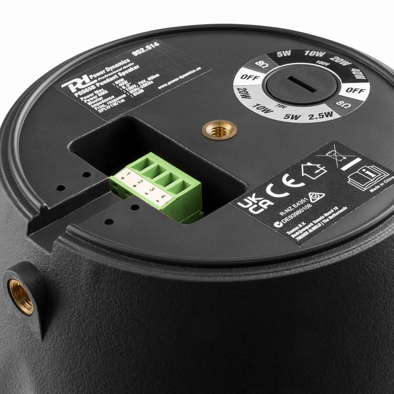 Power Dynamics 952.514 PDS65B Altavoz Colgante 100V 6,5” Negro