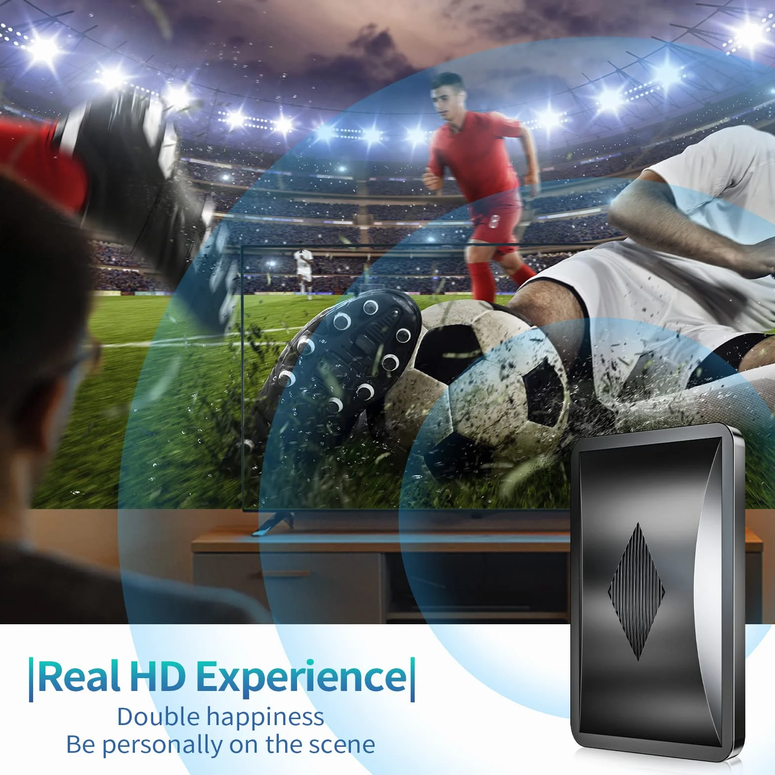 Antena TV Interior 600KM+, Antena TDT Interior con Amplificador de Señal Ultra Potente, 360° Recepción Canales Locales HD, Compatible con Todos los TVs Soporte 8k 4k 1080p, Cable Coaxial de 10M