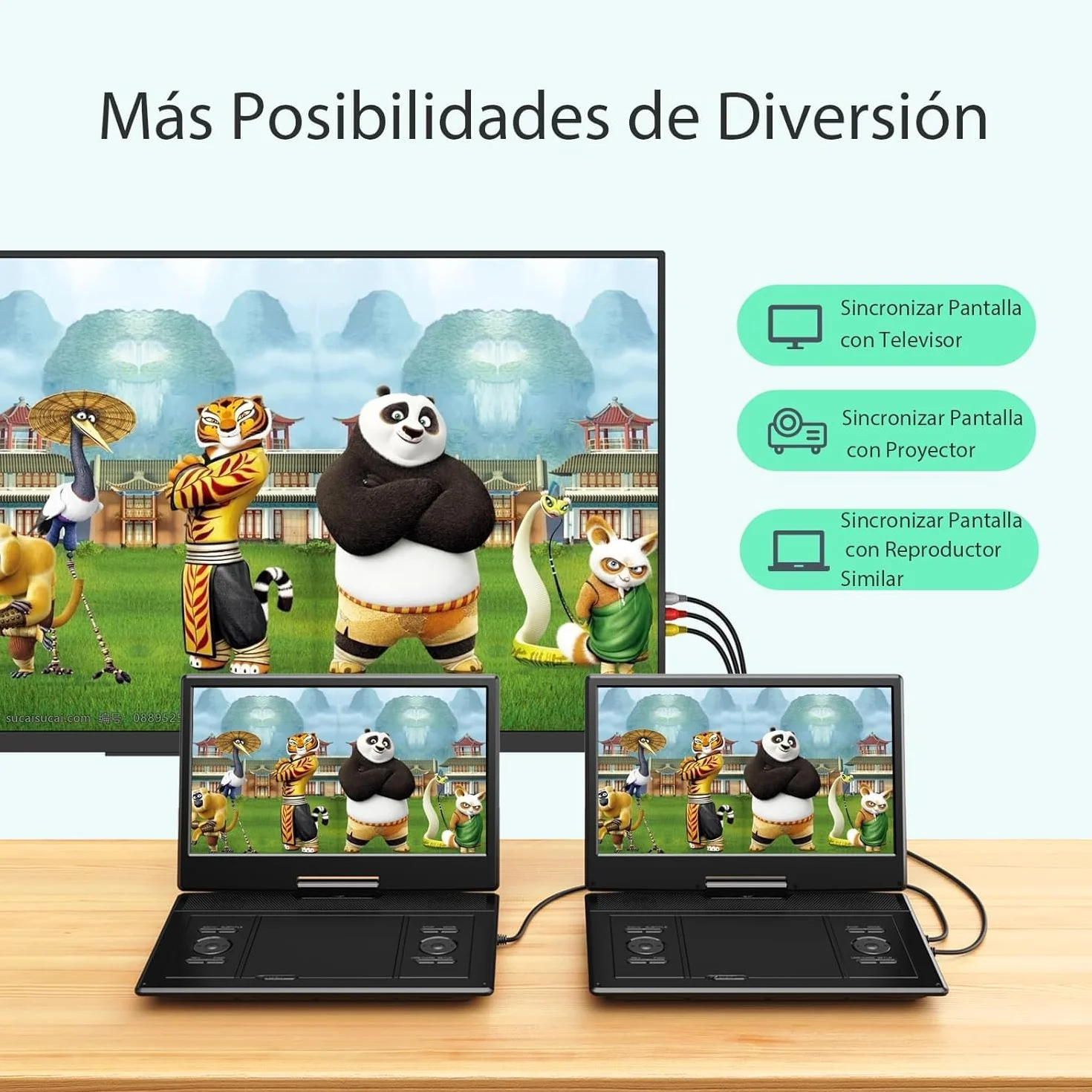 Yoton Reproductor DVD portátil de 14", DVD portátil para automóvil con parlantes estéreo duales y Conector para Auriculares, admite TV Sincronizada/Tarjeta SD y Lectura de Disco USB
