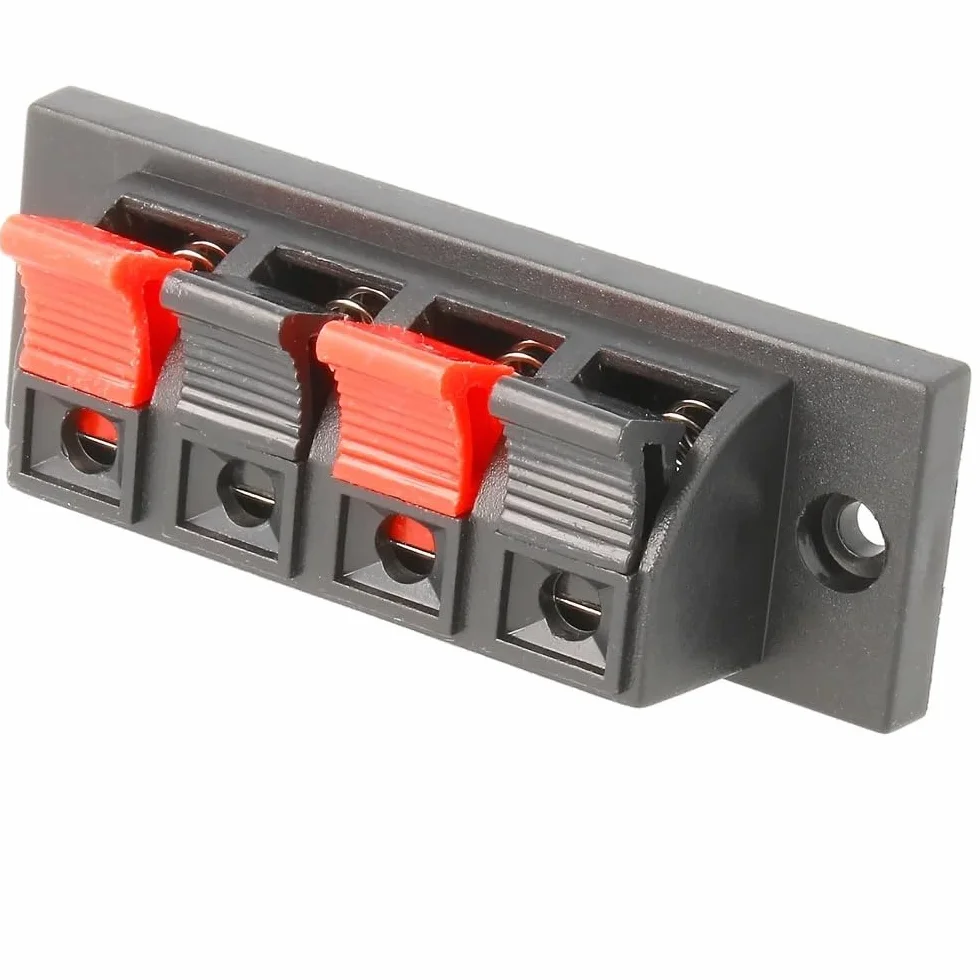 TECHZOCO Bornes para Altavoz, Terminal para Altavoces, Regleta de Bornes, Conexión por Soldadura, ABS, 4 Terminales, 70x24x22 mm