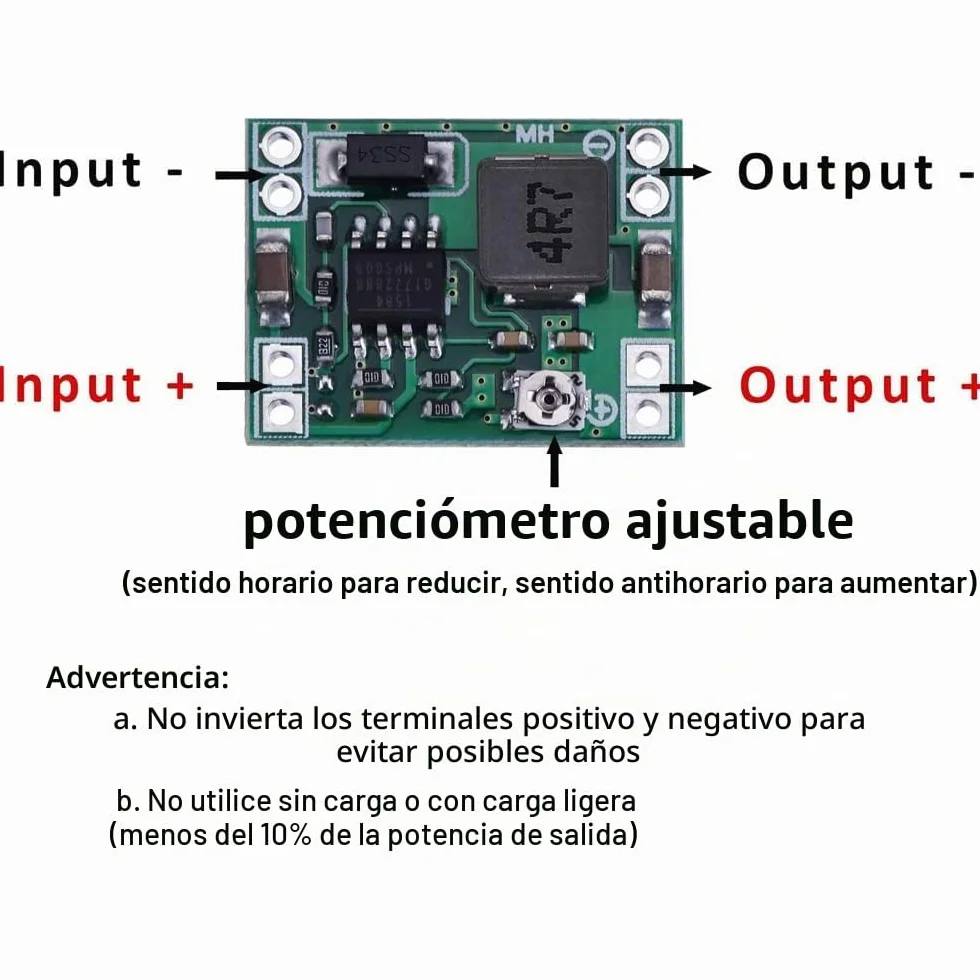 Greluma 6 Piezas MP1584EN convertidor Reductor Reductor Ajustable DC-DC 4,5-28V a 0,8-20V módulo regulador de Voltaje de Fuente de alimentación 24 V a 12 V 9 V 5 V 3 V