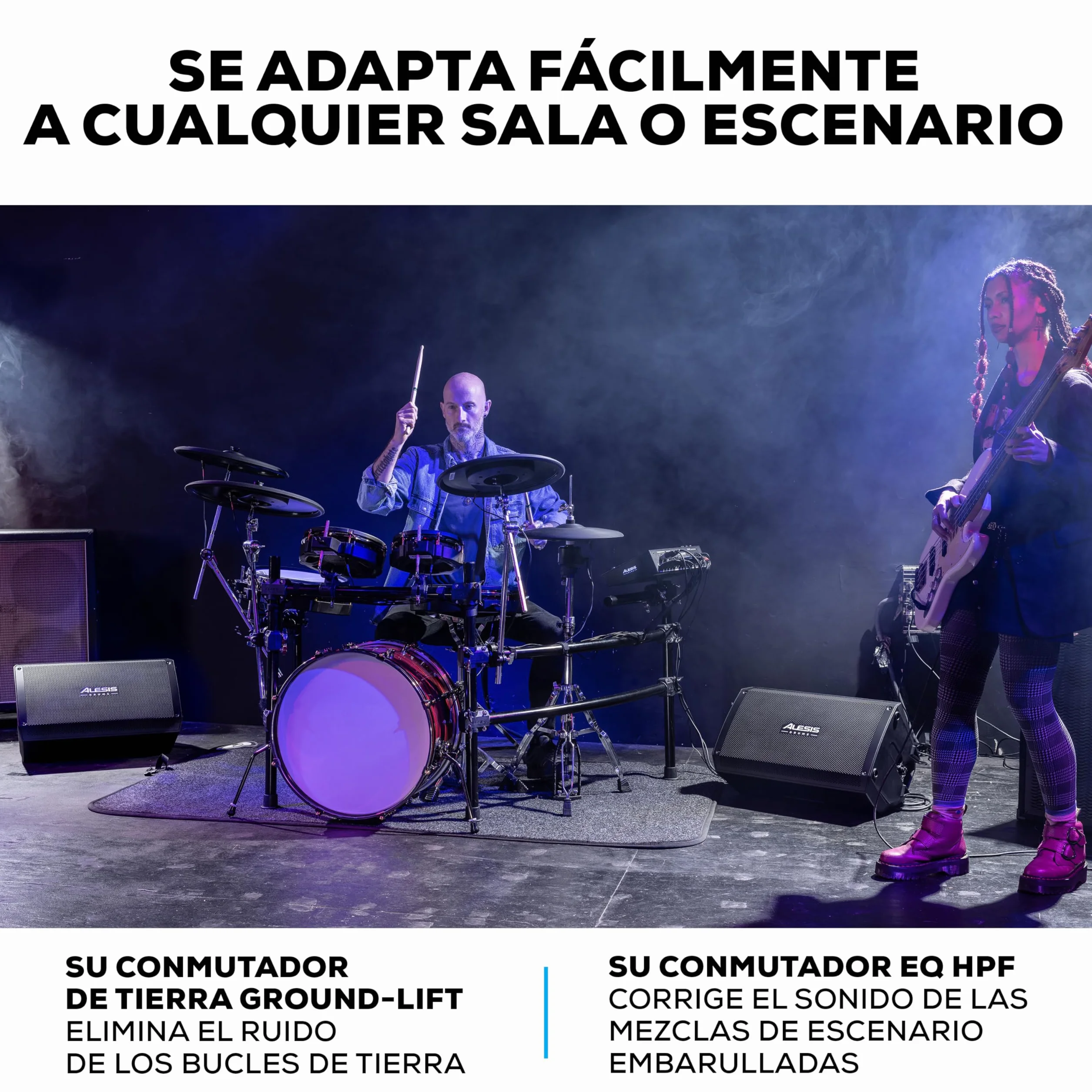 Alesis Strike Amp 12 MK2 - Altavoz Amplificador de 2500W para batería electrónica con Bluetooth, woofer 12", conmutador EQ HPF y conmutador Ground-Lift