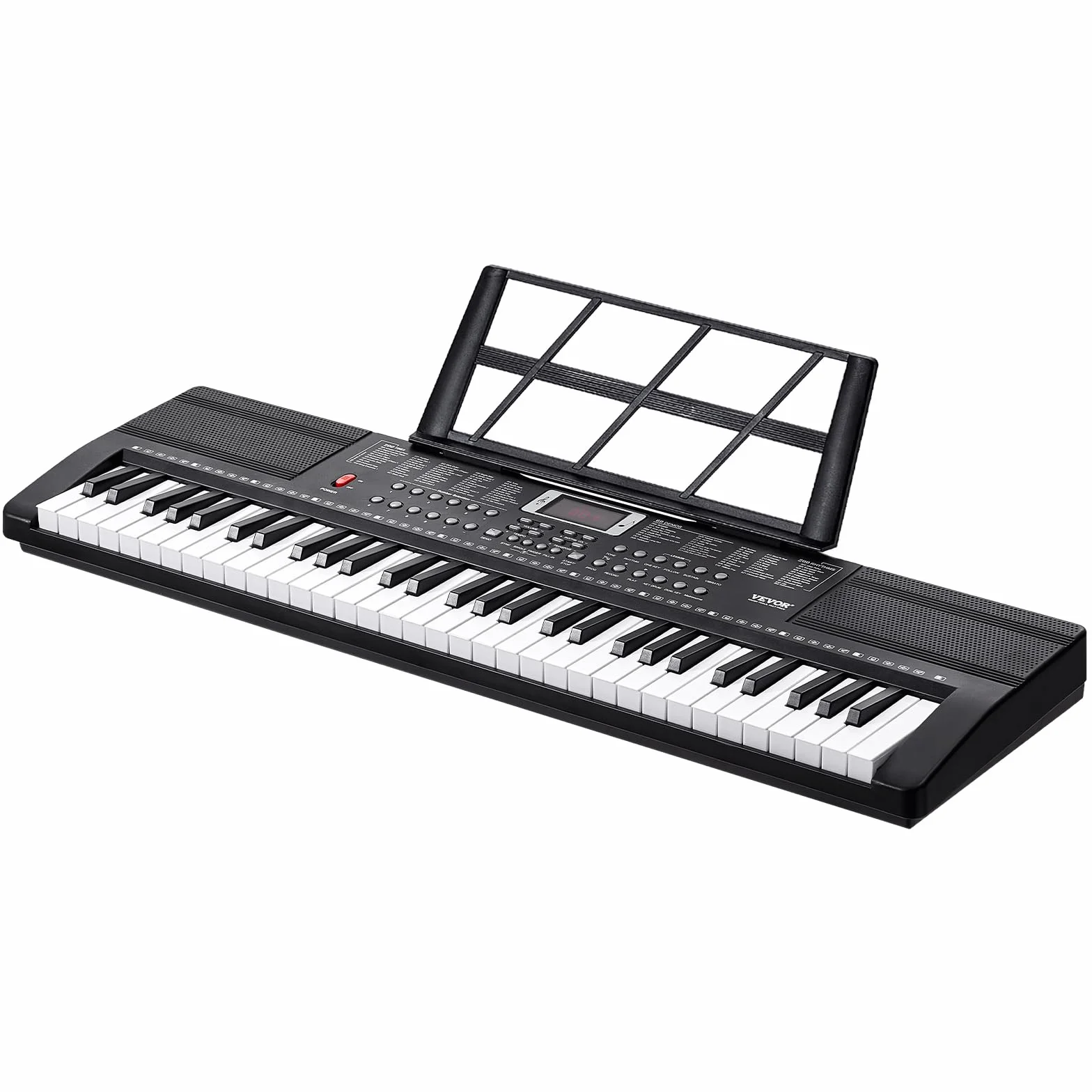 VEVOR 61 Teclas Piano de Teclado Digital Portátil 200 Tonos, 200 Ritmos con 60 Canciones de Demostración, Altavoces Duales Integrados, Auriculares, Micrófono y Pegatinas de Piano para Principiantes