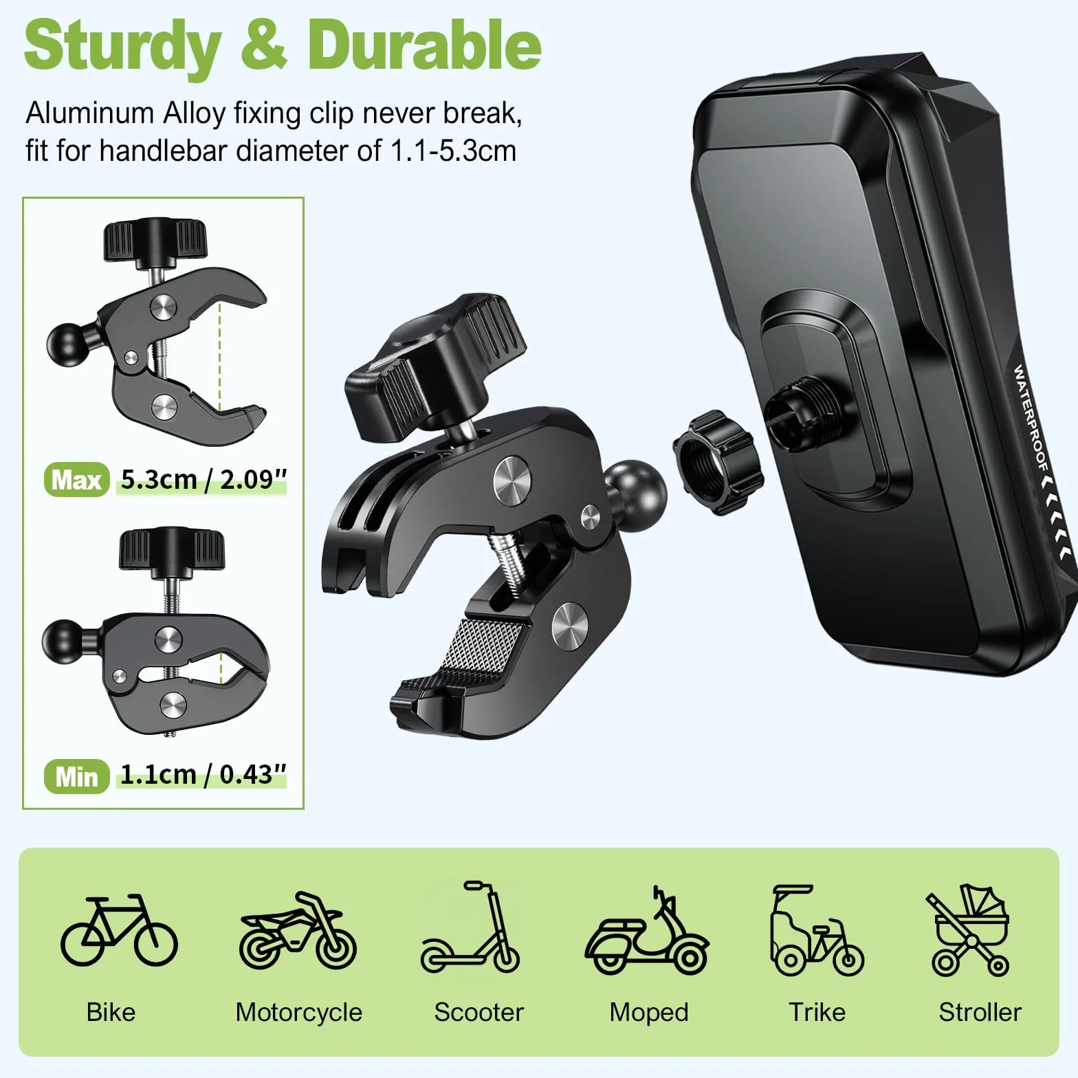 Soporte Móvil Moto Impermeable 360° Rotación Anti Vibración Pantalla Táctil para Retrovisor Motocicleta 7.0