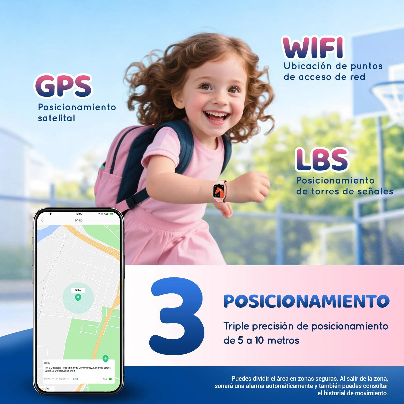Blackview Smartwatch, 1.75” Reloj Inteligente Niño con GPS Posición, LED Linterna, SOS Llamar, Videollamadas, Chat de Voz, Smartwatch Niños con Podómetro, Juego, Despertador, Modo Escuela, Azul