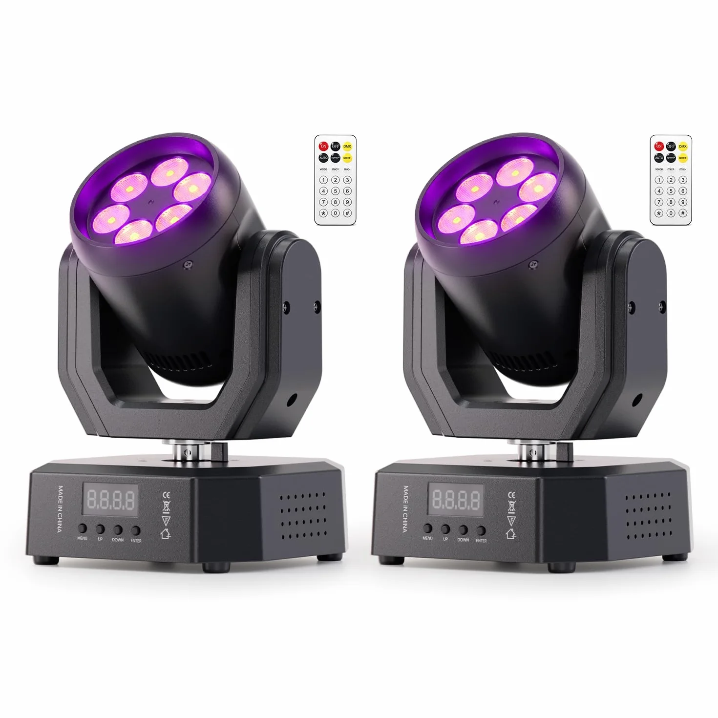 Luz de Escenario Cabeza Móvil 30W con Control Remoto, Wash Espectáculo de Luces 6 LED RGBW mini Luz de Fiesta DMX512 Efecto de Haz de Control de Sonido para DJ Disco Bar Concierto 2PCS