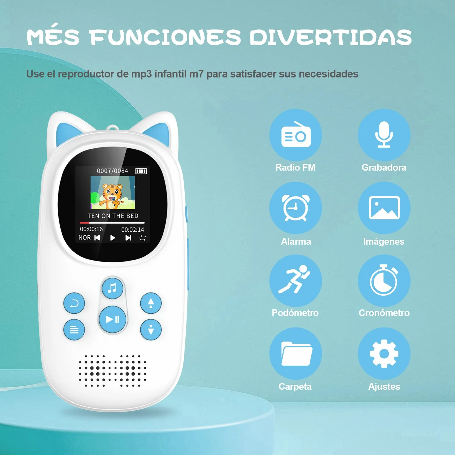 32GB Reproductor MP3 Bluetooth 5.0, Niños Mp3 Reproductor con HiFi Sonido sin Pérdida, Oilsky Portátil Deportivo MP3 Player con 750 mAh, Reproductor de Música con Altavoz HD Integrado, Radio FM