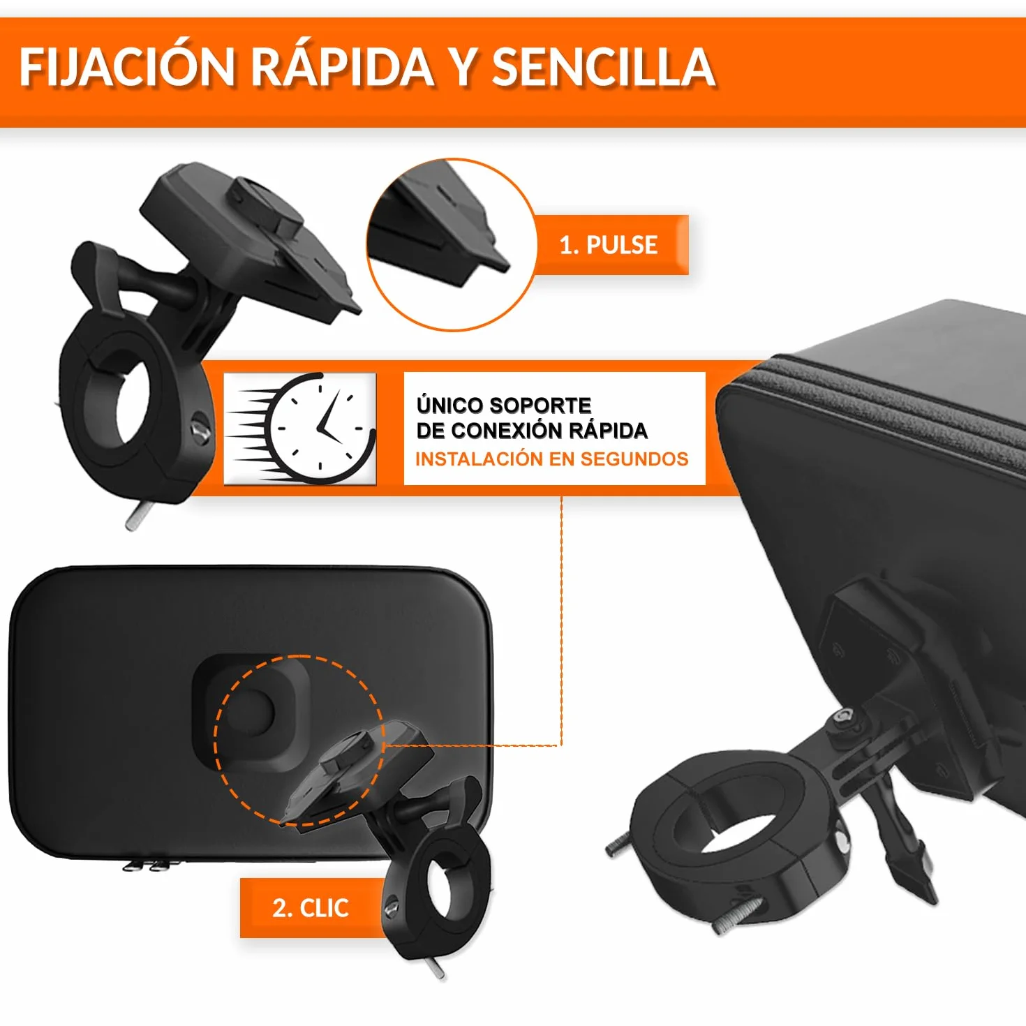 Sovica Soporte Móvil Impermeable para Moto con Cargador 2.1A, Funda con Visera Antireflejos hasta 7.5"
