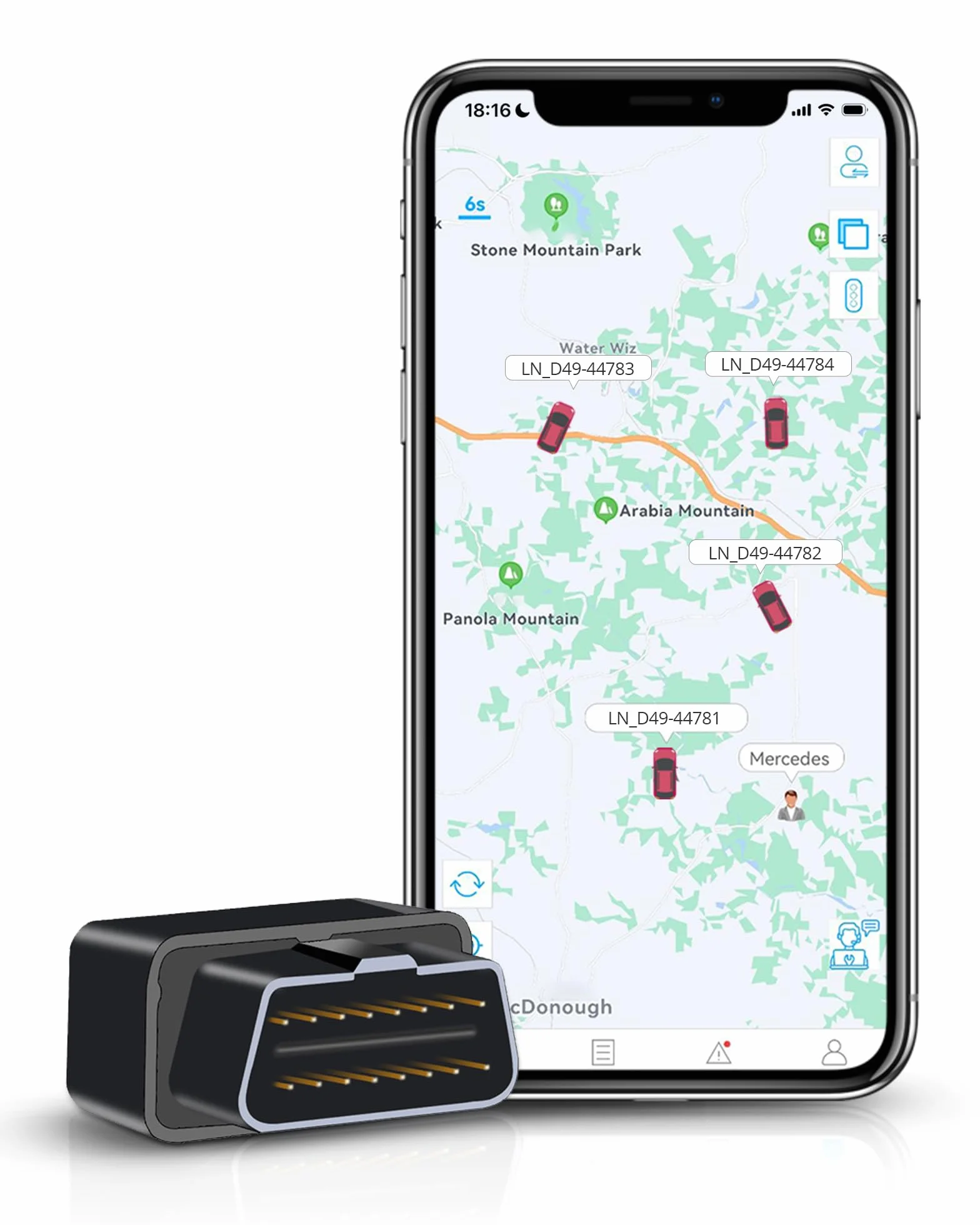 LNCOON Rastreador GPS para ehículos, localizador OBD 4G LTE, Velocidad y Kilometraje en Tiempo Real, Geocercado, Alertas de Accidentes, Dispositivos de Rastreo Ocultos para Autos, Activos o Flotas