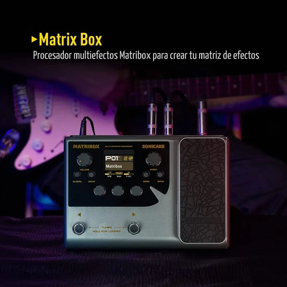 SONICAKE Pedal de guitarra Procesador multiefectos con modelado de expresión Gabinetes de infrarrojos Simulación Multi idioma Estéreo OTG Matribox