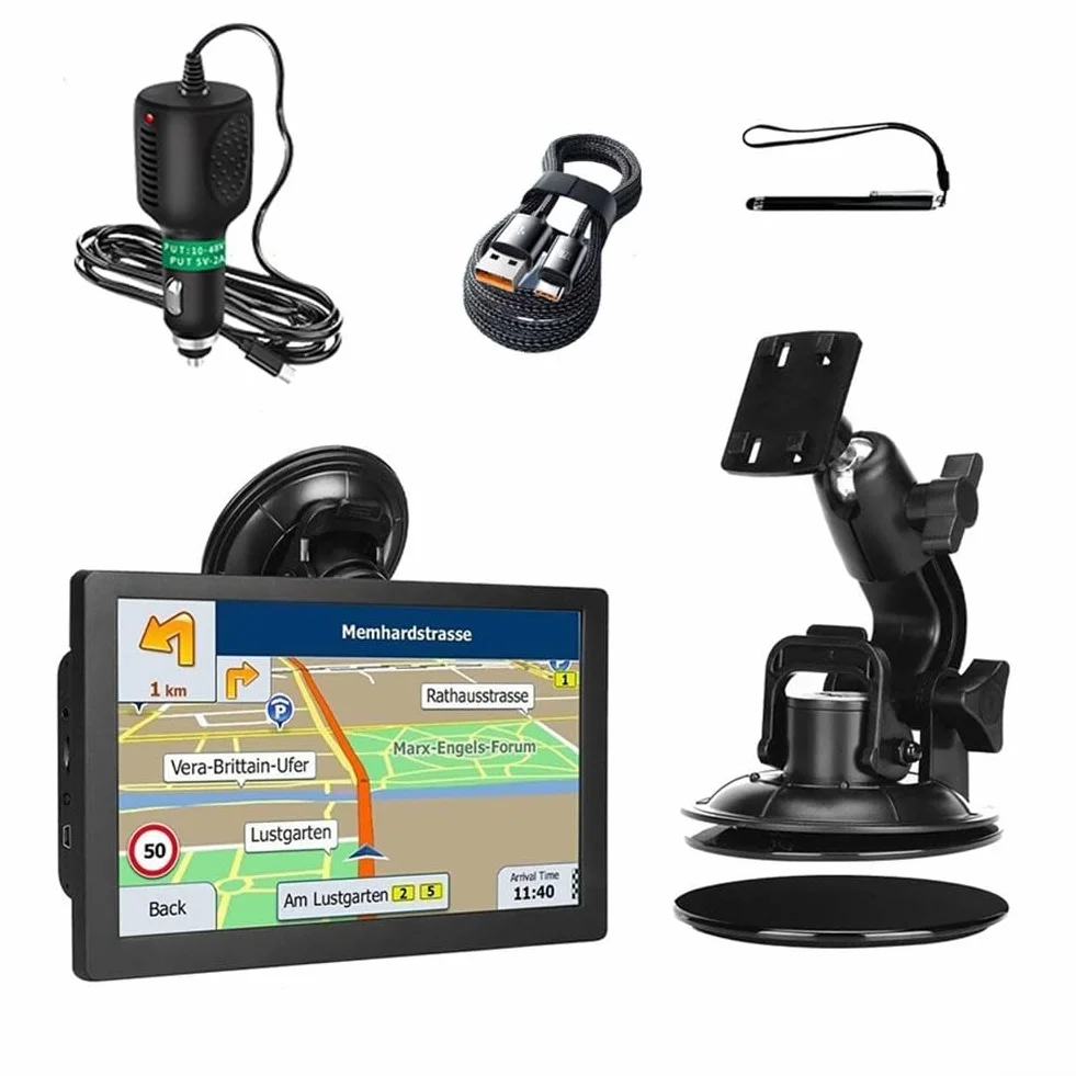GPS Navigator 2025 9 pulgadas para camión mapas sin conexión Europa 12 canales guía de voz FM asistencia carril