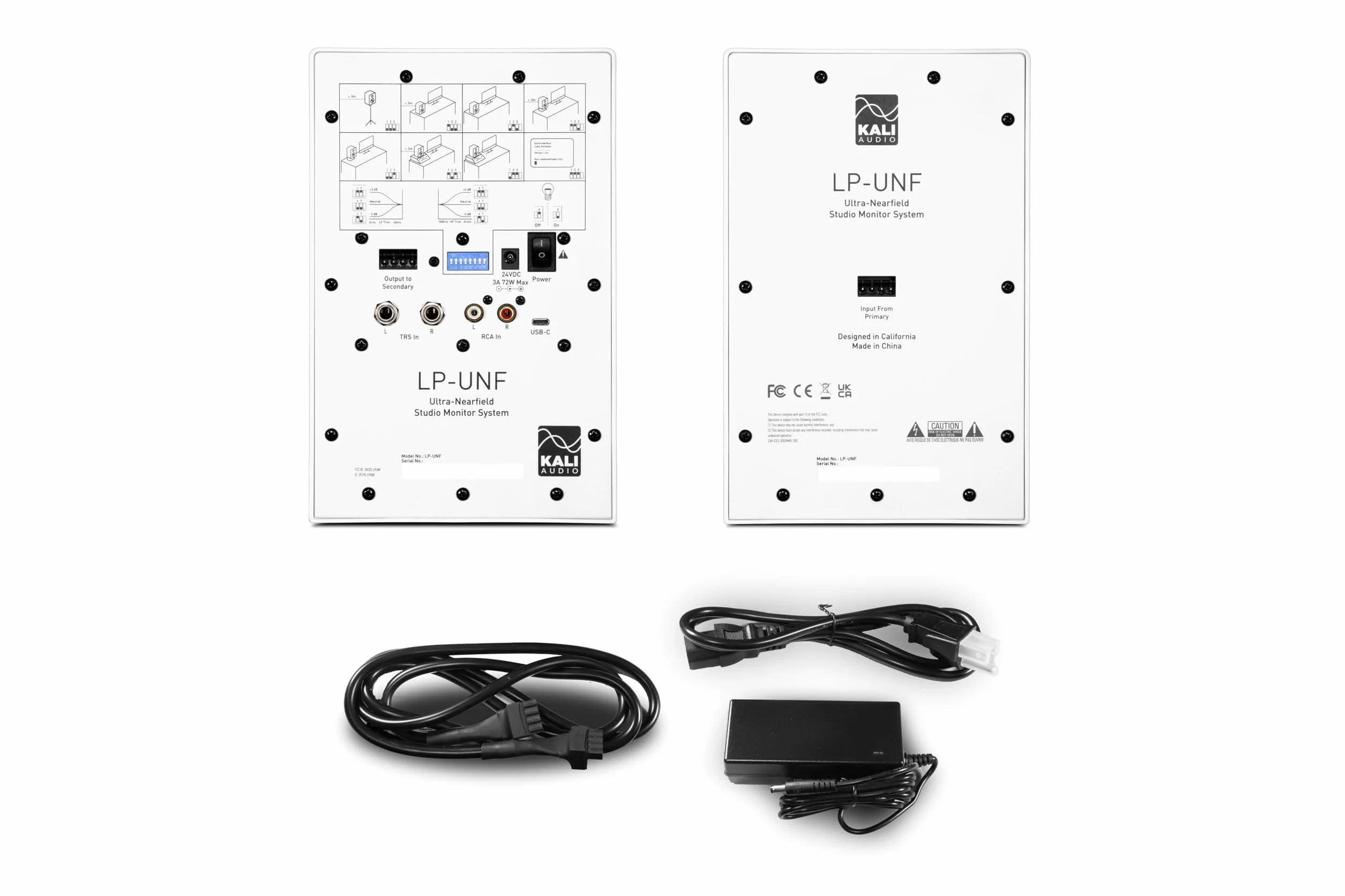 Kali Audio LP-UNF monitor de campo cercano (160 vatios, monitor de estudio, ecualizador de contorno, conectividad de alta fidelidad con Bluetooth/USB-C, TRS, RCA, 6,2 kg, 25,4 x 16,4 x 7,4 cm), blanco