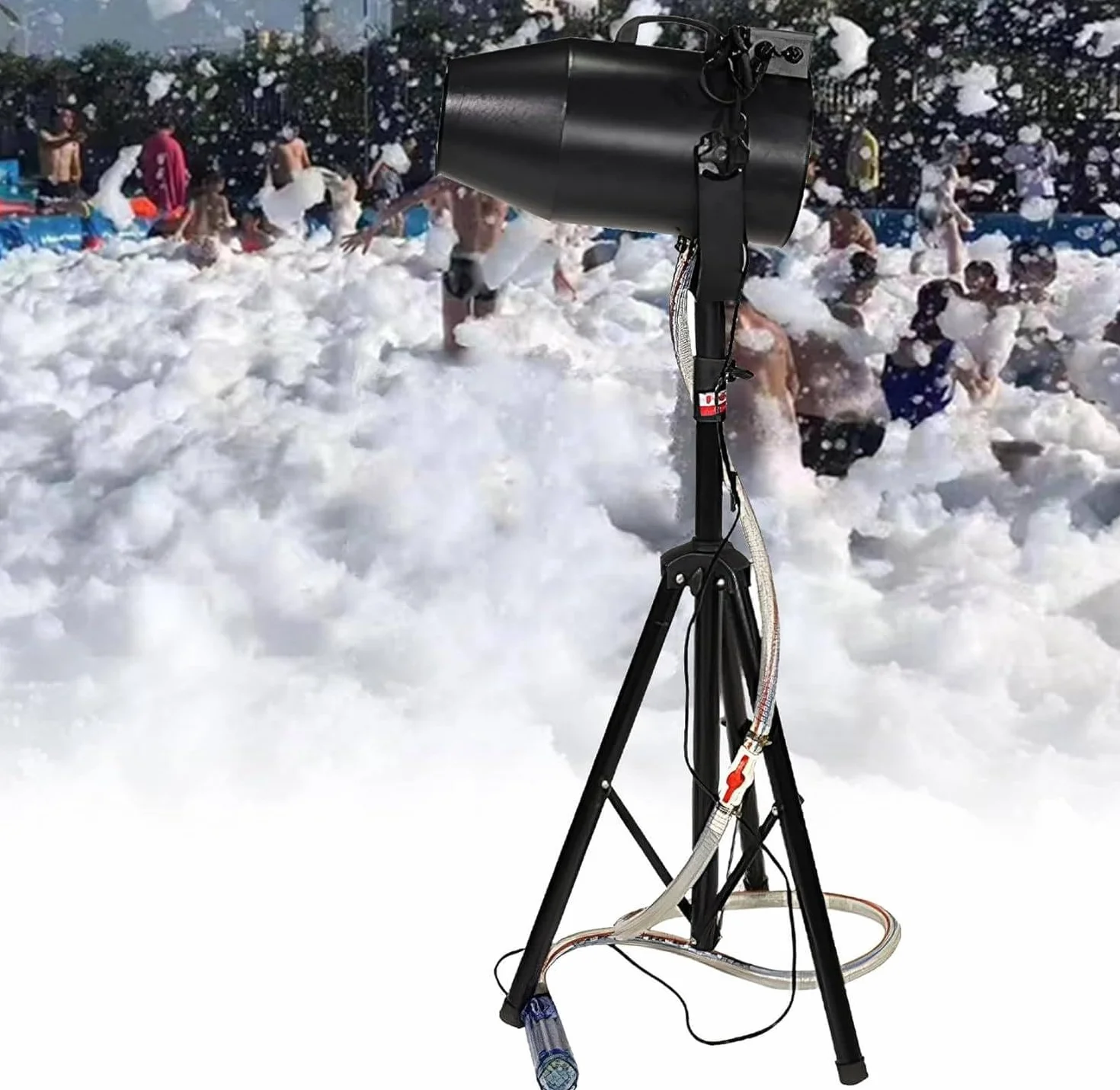 1000w Máquina De Efecto De Espuma con Trípode Y Bomba De Agua, (Cabezal Agitador Arriba/Abajo), Salida De Espuma De 20㎡/Min (Distancia De Chorro De 6-10m), Fiesta Discoteca Navidad