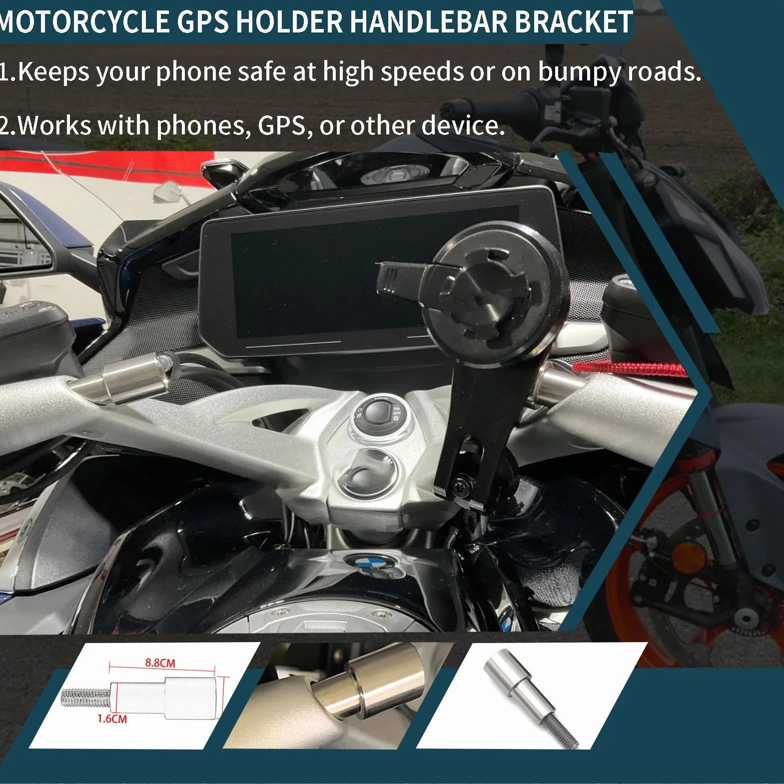 Soporte para Móvil Moto Manillar B&W K1600GT R1200RE R1200RT R1250RS R1250RT 2017-2020 Plata