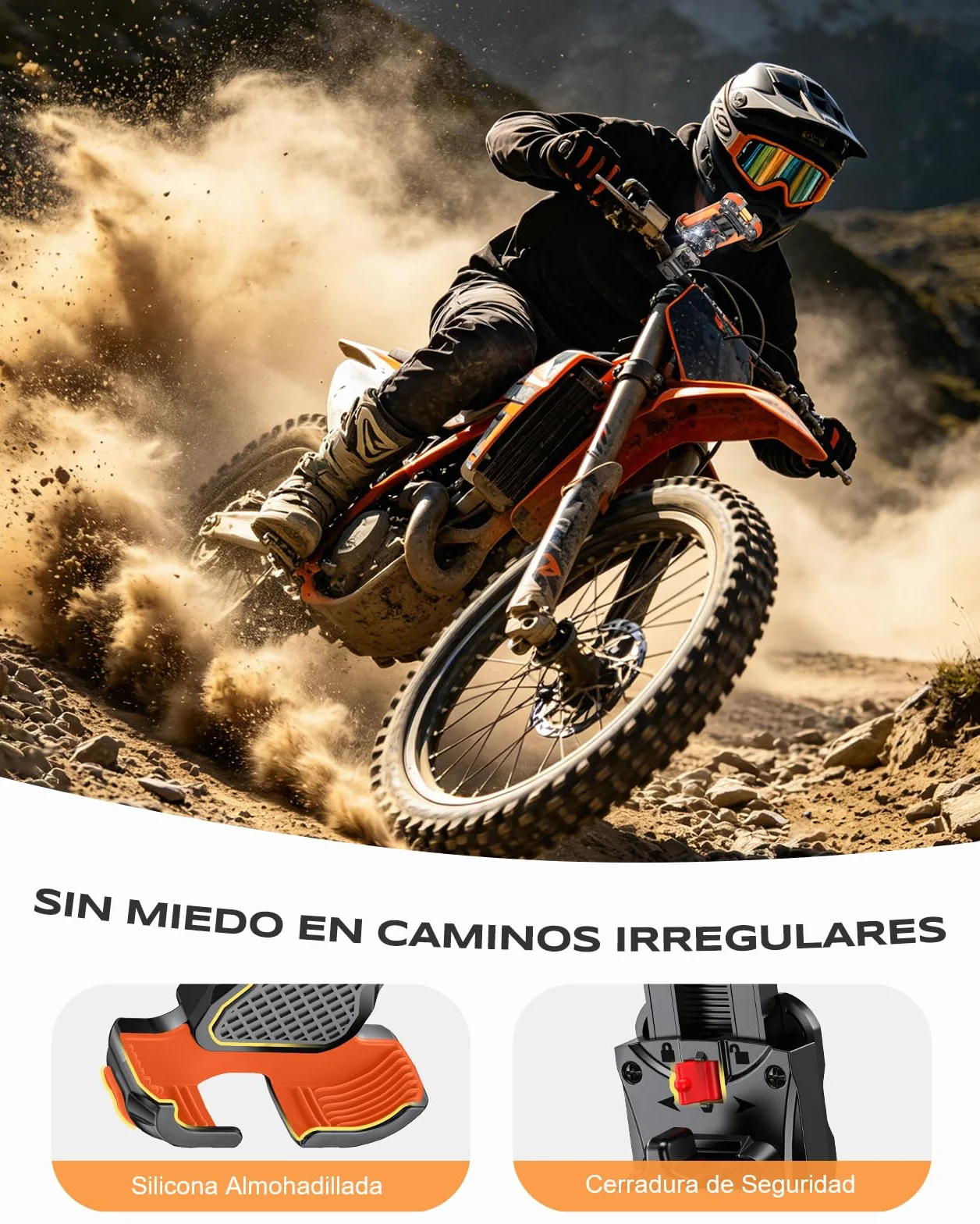 Babacom Soporte Móvil Moto Antivibración 360° Rotación con Amortiguador y Cerradura, para ATV/Scooter, Compatible iPhone 4-6.8"