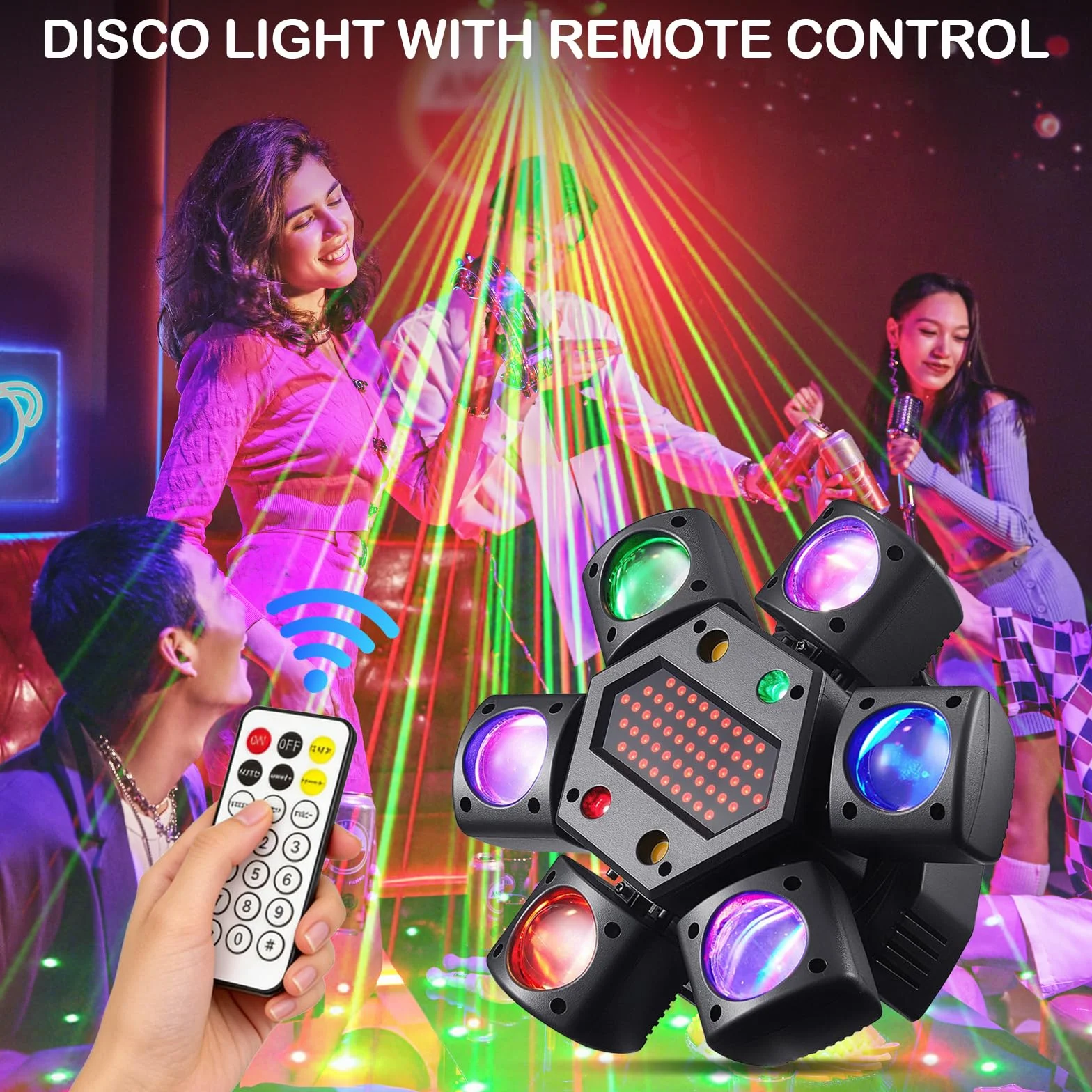 Cabeza Móvil Beam Luces de Escenario, RGB LED Beam Luz Discoteca con Control Remoto, DMX 512 Luminación de Escenario Focos de Efecto para Fiesta DJ Clubes Bar Navidad