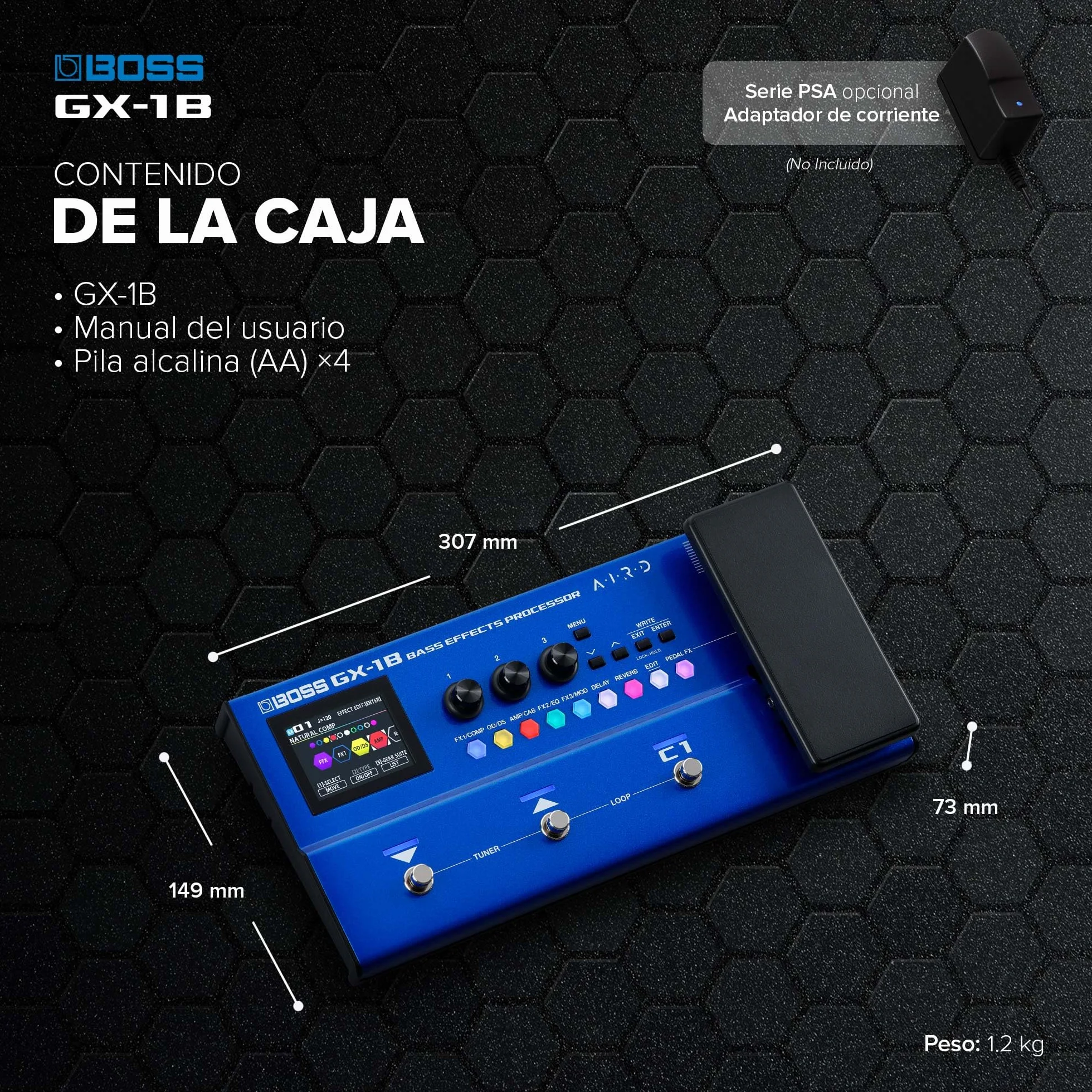 BOSS GX-1B | Procesador de efectos de bajo ultraportátil | Repleto de amplis y efectos emblemáticos | Generador de sonido AIRD prémium | Ideal para bajistas principiantes | Conectividad Bluetooth