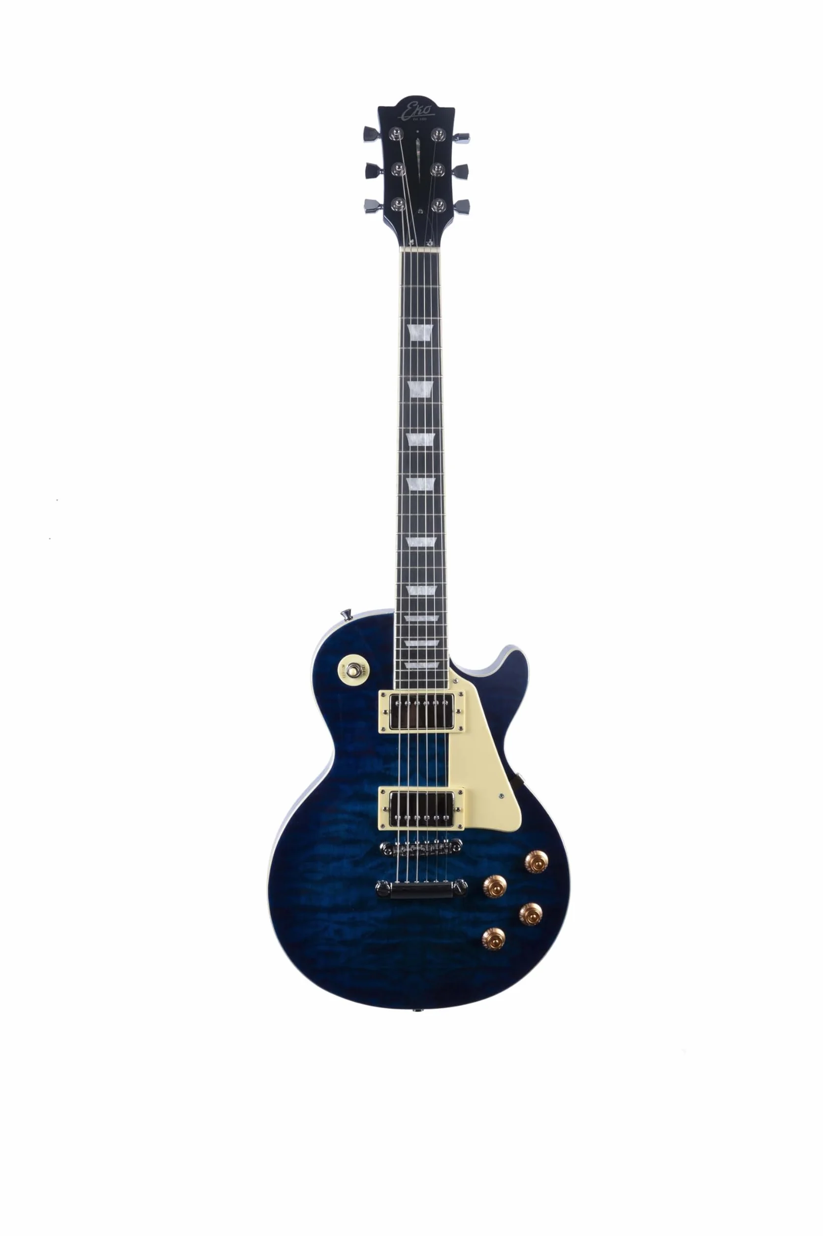 EKO GUITARS – Guitarra Eléctrica LS-300, Cuerpo de Álamo, Mástil de Arce, Diapasón de WPC, 2 Pastillas Humbucker, Puente Tune-O-Matic, 22 Trastes, Color Blue Quilted