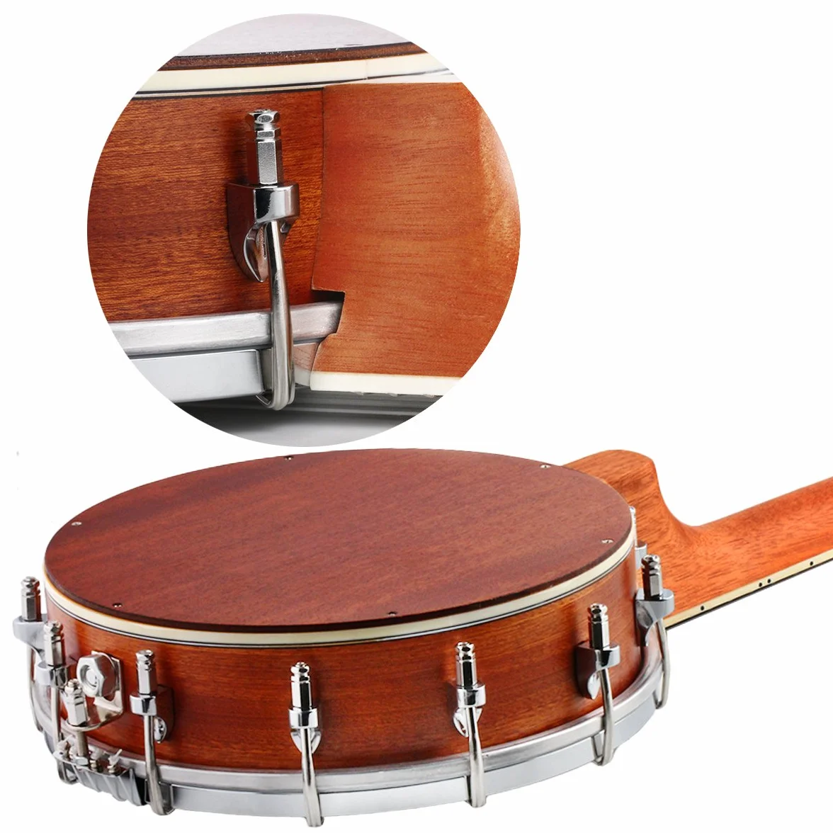 Kmise. Banjo ukelele de 4 cuerdas para concierto, tamaño de 58,4 cm, madera de sapele.