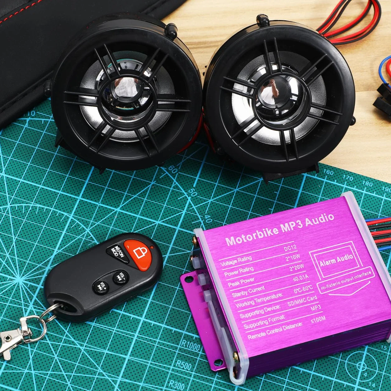 OUNONA Altavoces para motocicleta, amplificador, sistema de sonido de audio, sistema de sonido de radio para motocicleta