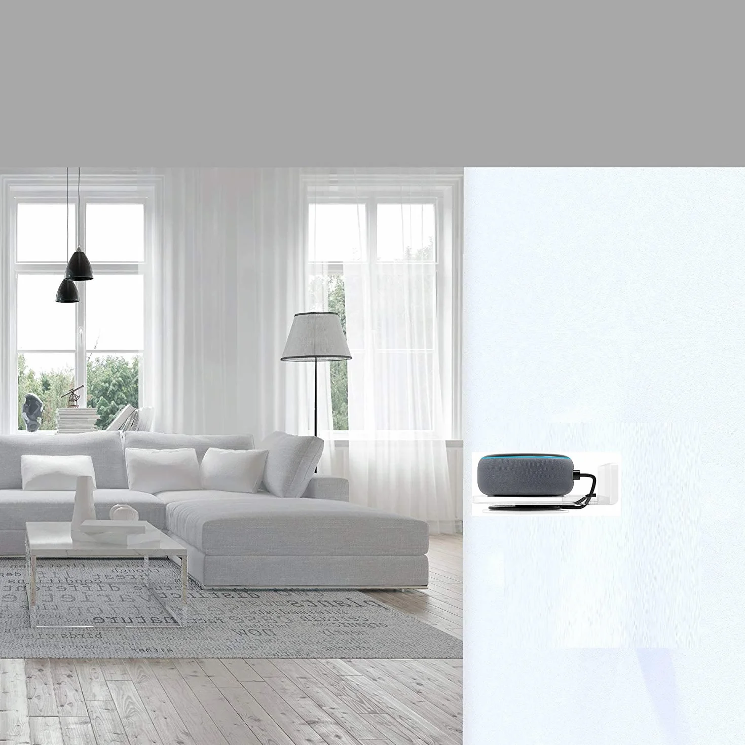 Alexa Echo Dot 3rd Wall Mount Stand with Cable Management Transparent A336