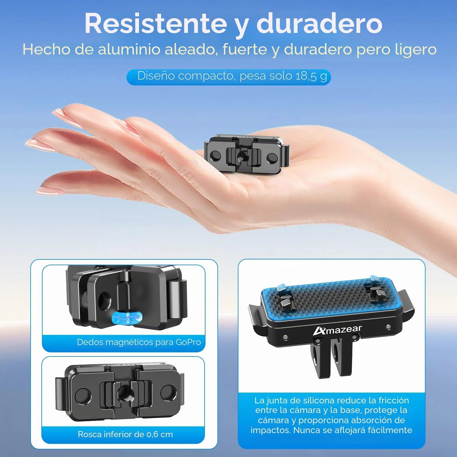 AMAZEAR Soporte magnético de liberación rápida para Accesorios de Aire Insta360 X5 X4 Air, Adaptador QR de aleación de Aluminio Insta 360 X5 / Ace Pro 2 con Go-Pro y Montaje roscado de 1/10.2 cm-20