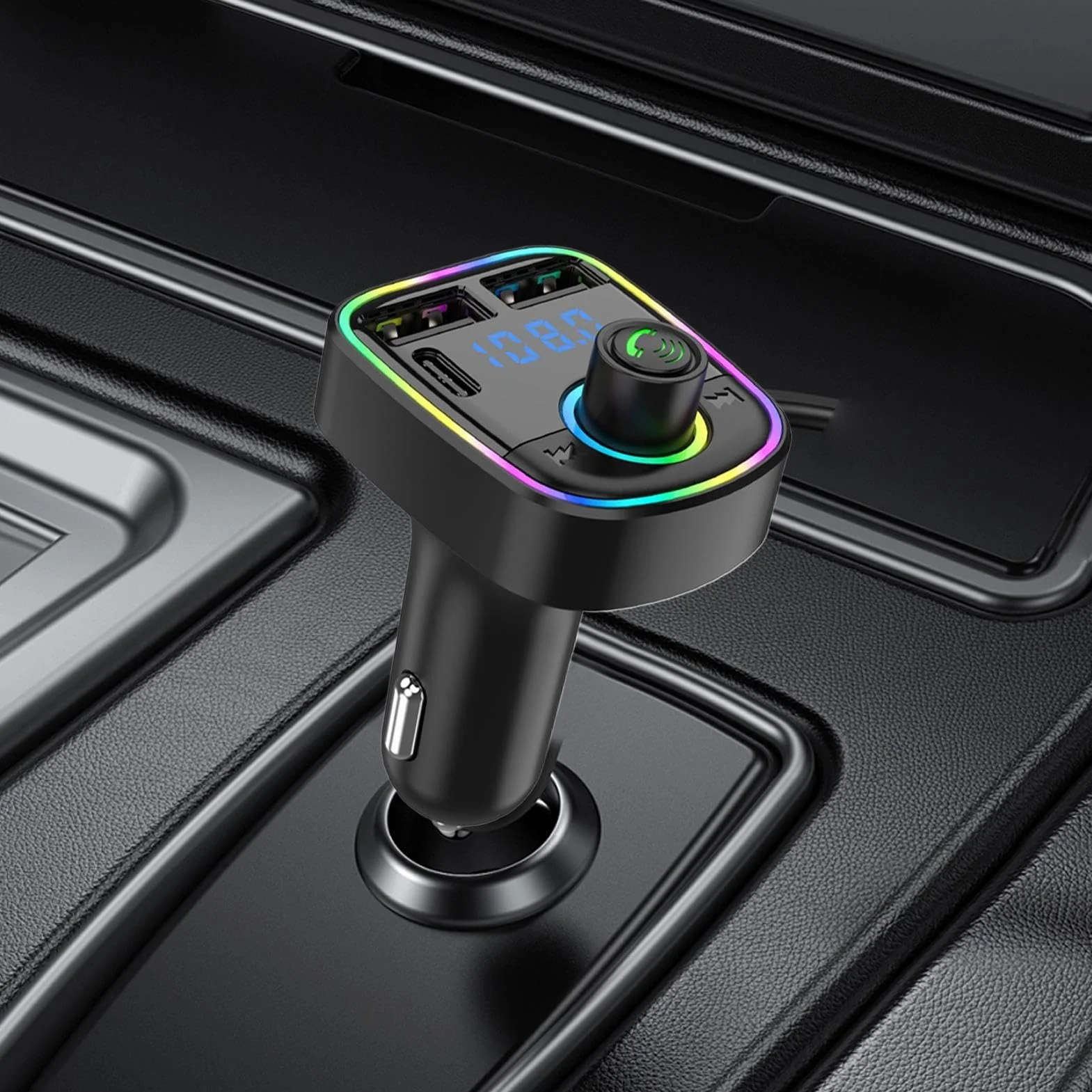 Transmisor FM para Coche | Adaptador De Coche con Carga Rápida | Transmisor Inteligente con Cancelación de Ruido y Reproductor MP3 para Viajes Diarios y Trayectos