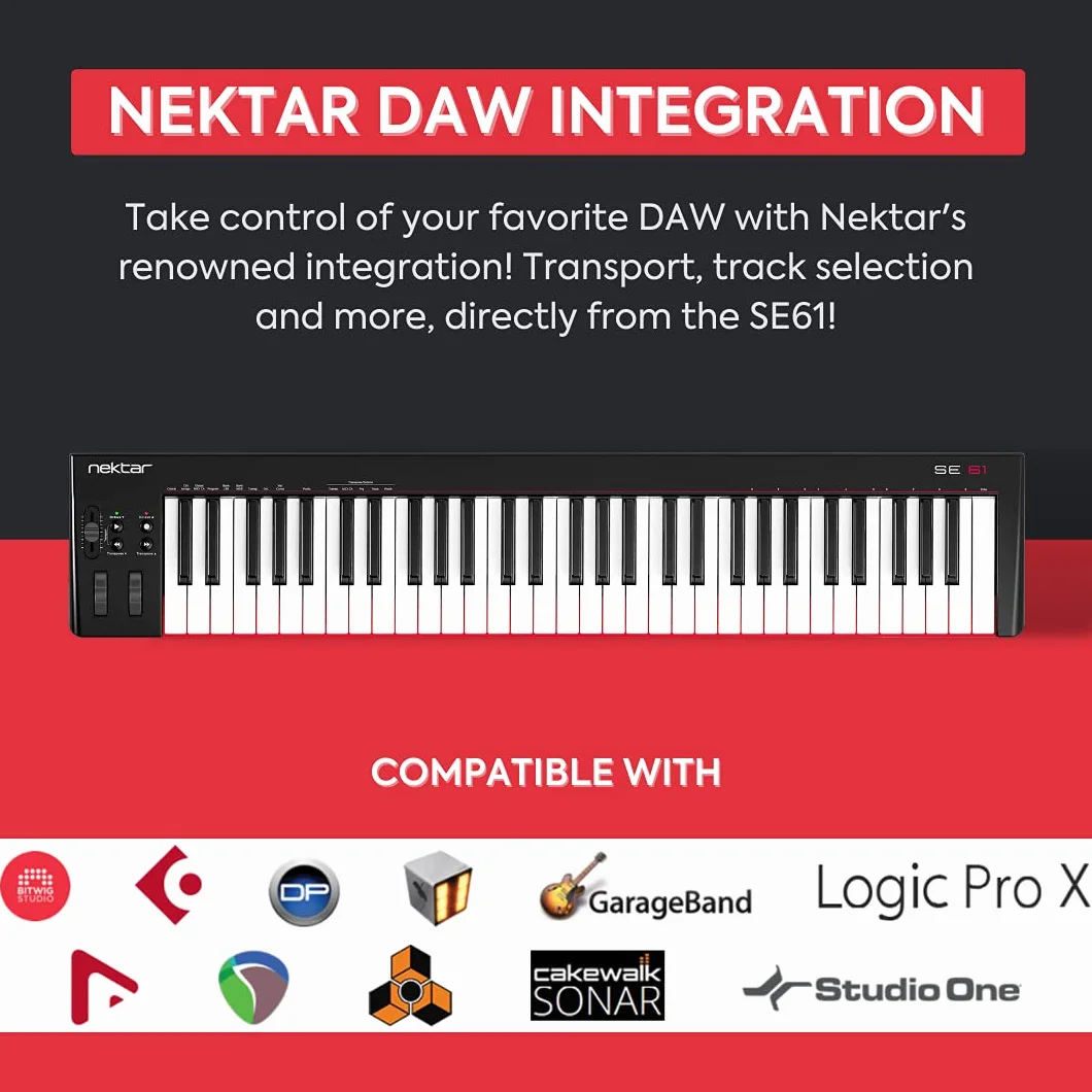 Nektar Teclado controlador MIDI USB SE61 con integración Nektar DAW