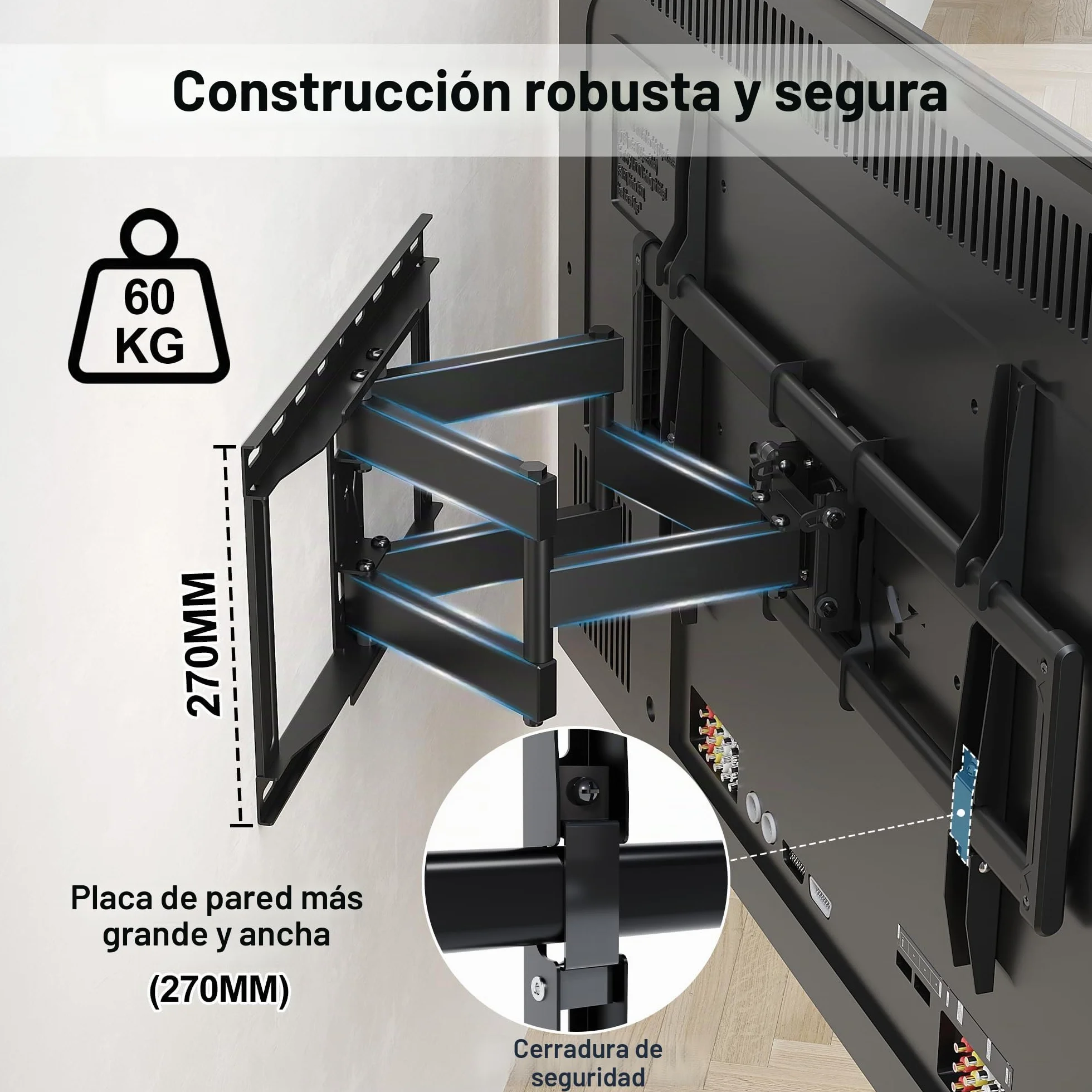 BONTEC Soporte TV Pared 37-85 Pulgadas Movimiento Completo Inclinable Giro Nivelación Extensión 60 kg VESA 600x400 mm