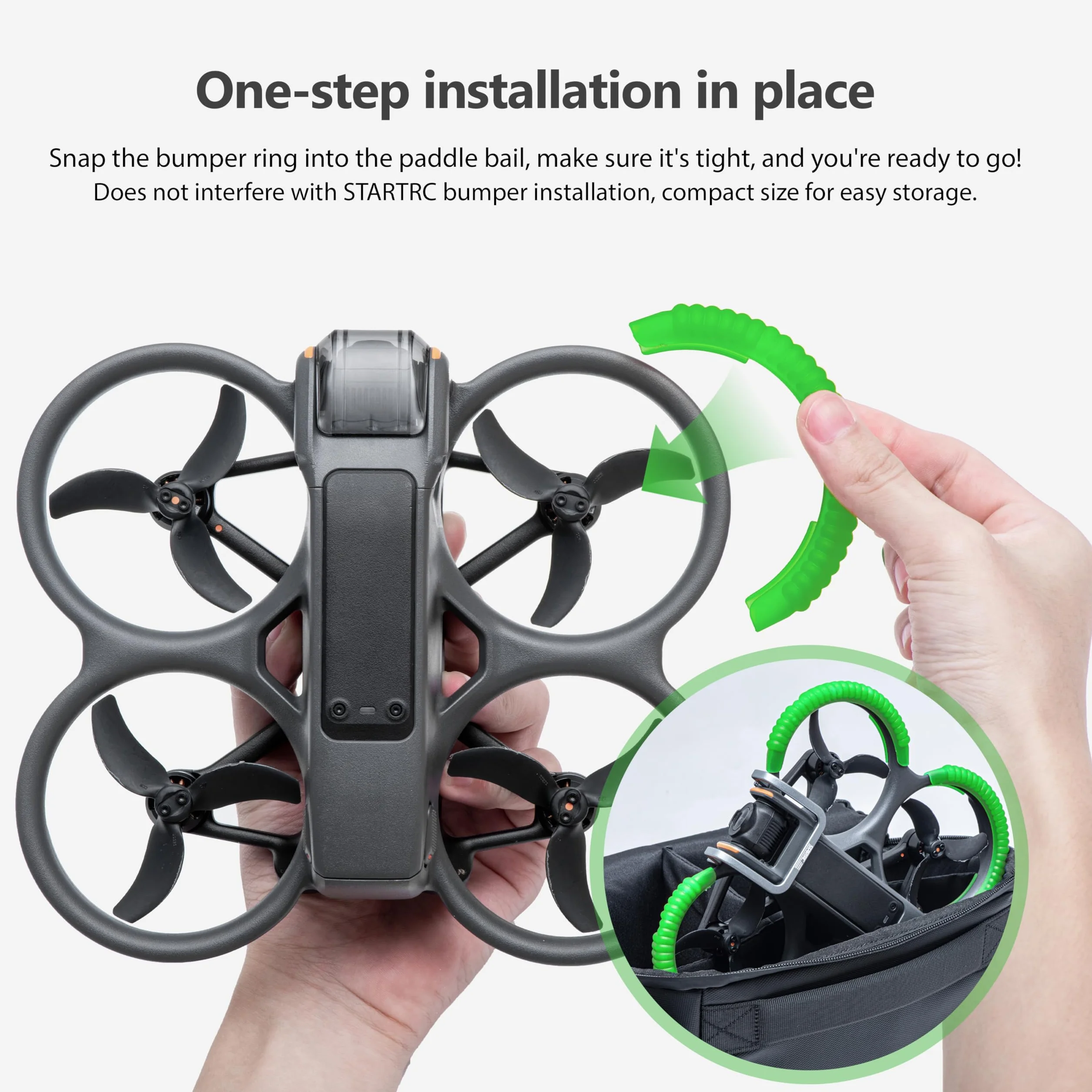 STARTRC Anillo Protector del Parachoques para DJI Avata 2 Propeller Guard, TPU Protectores de Impacto Accesorios para DJI Avata 2（verde）