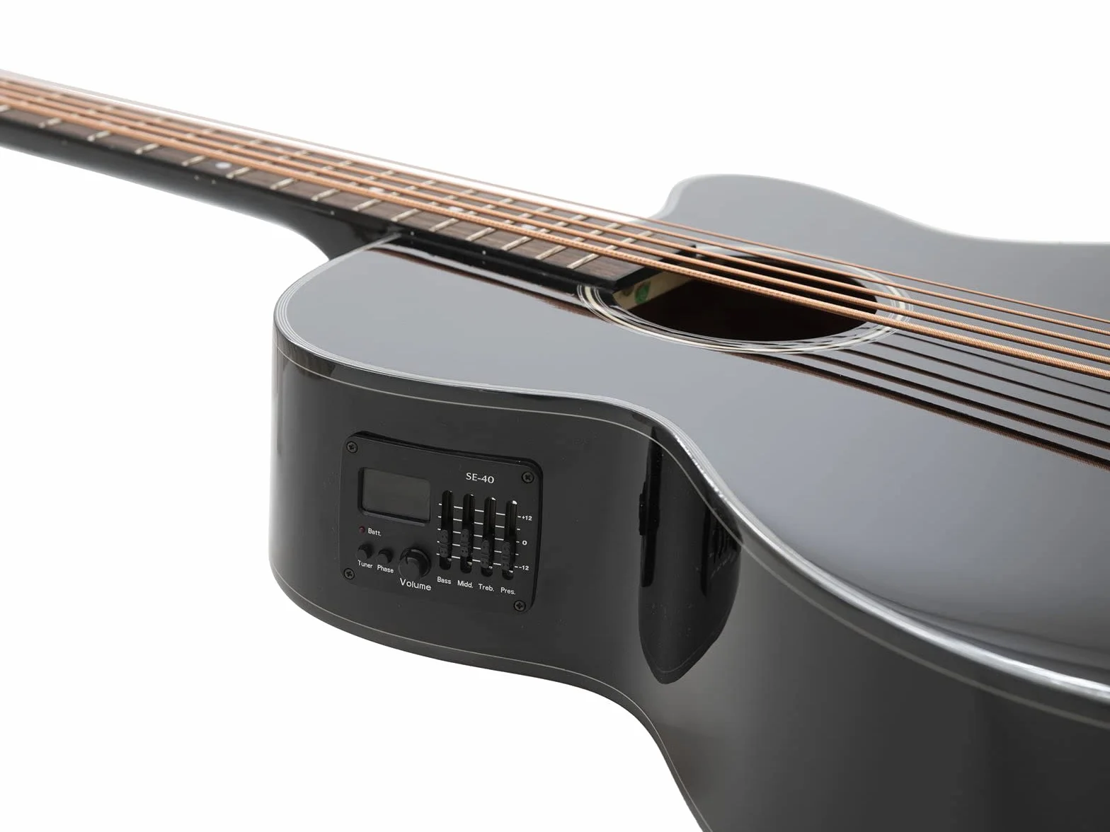 DIMAVERY AB-455 Bajo acústico 5 cuerdas Negro | Bajo acústico de cinco cuerdas con micrófono