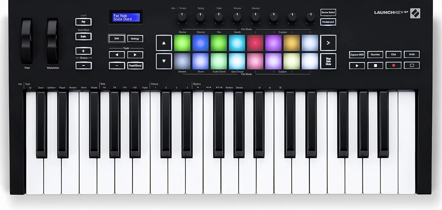 Novation Launchkey 37 [MK3] - Controlador de teclado MIDI. Integración total con Ableton Live. Modos Chord y Scale y arpegiador. Todo el software que necesitas para producir música.