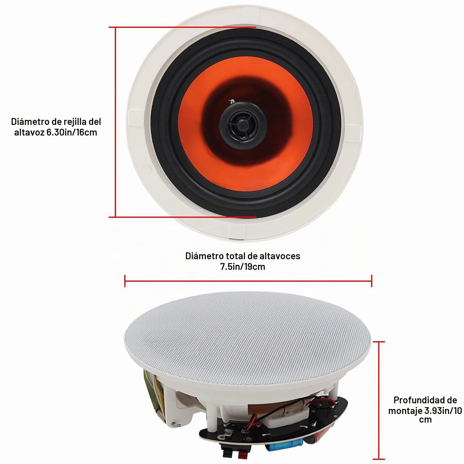 Herdio Altavoz de Techo 6,5 Pulgadas, Sistema de Altavoces Integrado para Cocina, Dormitorio