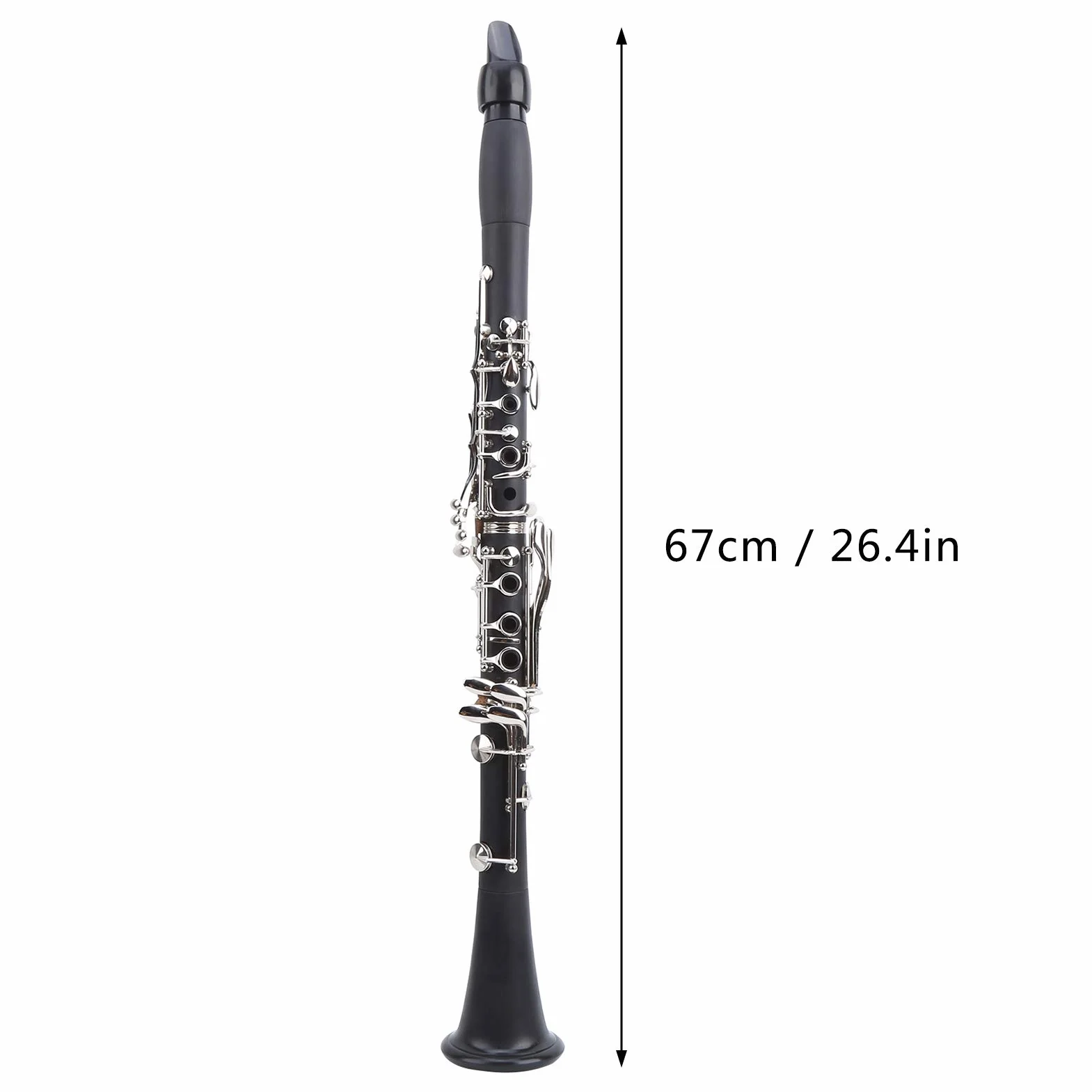 Juego de clarinete, instrumento musical de examen de grado para principiantes de clarinete Bb Key con estuche rígido de 10 cañas y kit de limpieza para clarinete,