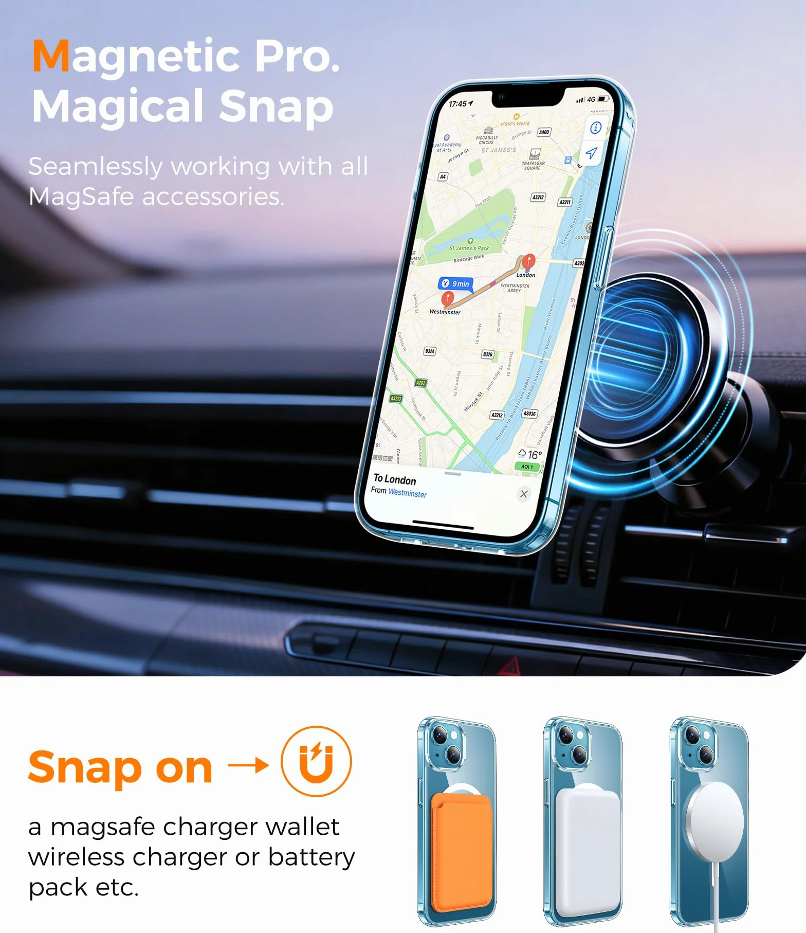 Qasyfanc Funda Magnética para iPhone 13/iPhone 14 Compatible con MagSafe con 2 Piezas Cristal Templado, Protección para cámara Carcasa, Anti-Amarillo Anti-Arañazos Caso, Transparente