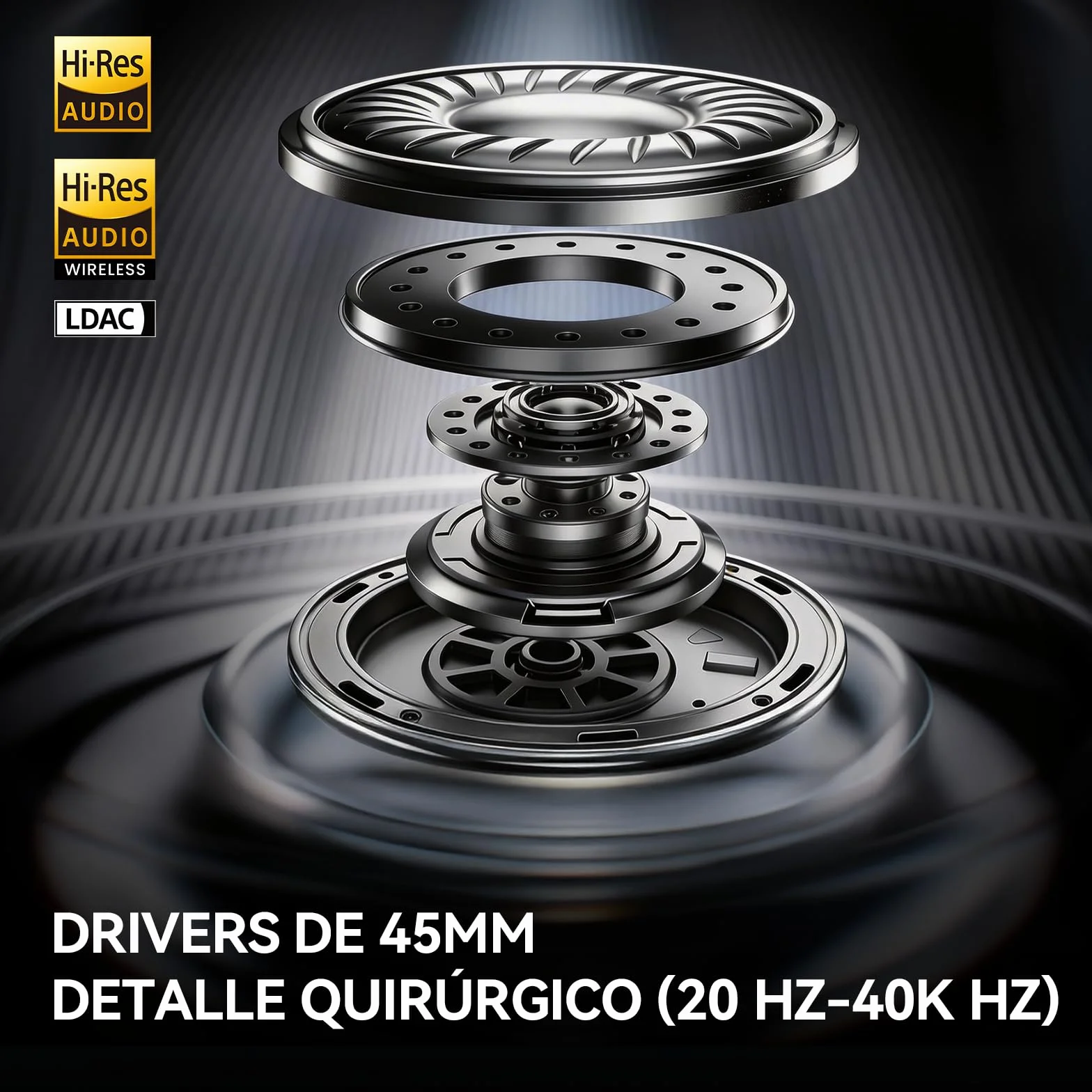 OneOdio Studio Max 2 Auriculares DJ Inalámbricos - 9ms Baja Latencia, Audio Hi-Res con LDAC, 120H Autonomía, 4 Modos de Conexión Transmisor/Bluetooth/3,5mm/6,35mm para Estudio/Mezcla/Teclado/Grabación
