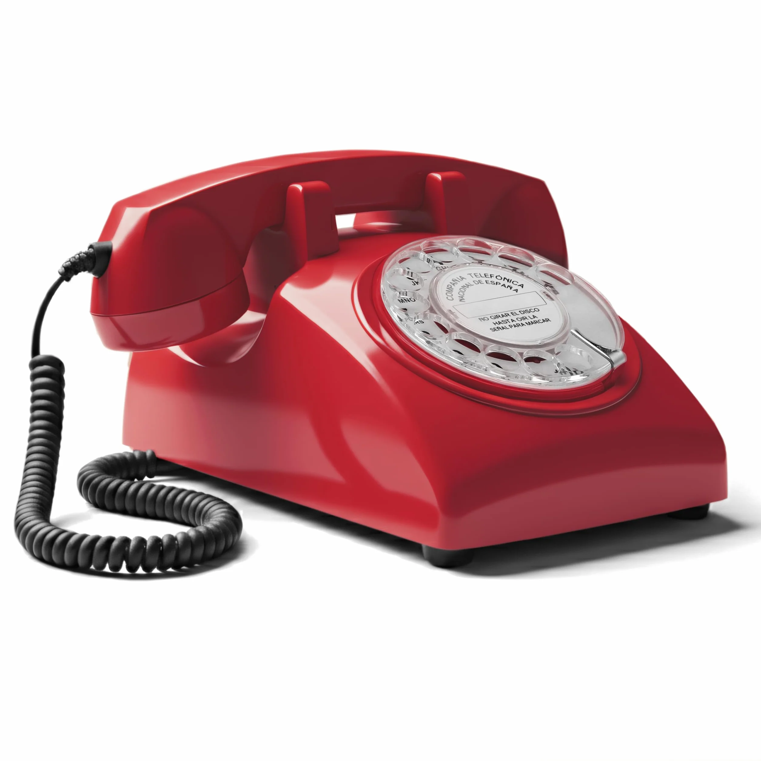 Opis Technology 60s Cable Teléfono Fijo Retro Vintage – Teléfono Antiguo de Disco con Campana Metálica, Cero Radiación y Estilo Clásico de los Años 60, Rojo