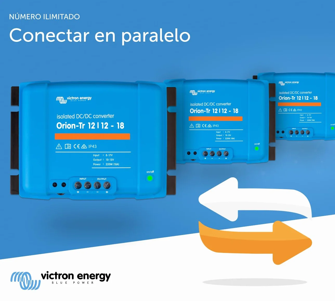Victron Energy Orion-TR IP43 12/12 Voltios 18 amperios 220-Vatios Convertidor de CC a CC Aislado