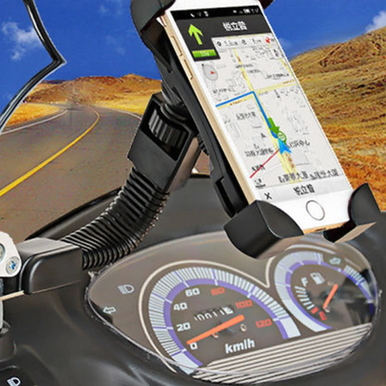 Soporte de Móvil para Motocicleta, Soporte para Teléfono 360 ° Giratorio, Soporte para Moviles Inteligentes de Maximo 6.3 Pulgadas para Teléfono Móvil Universal
