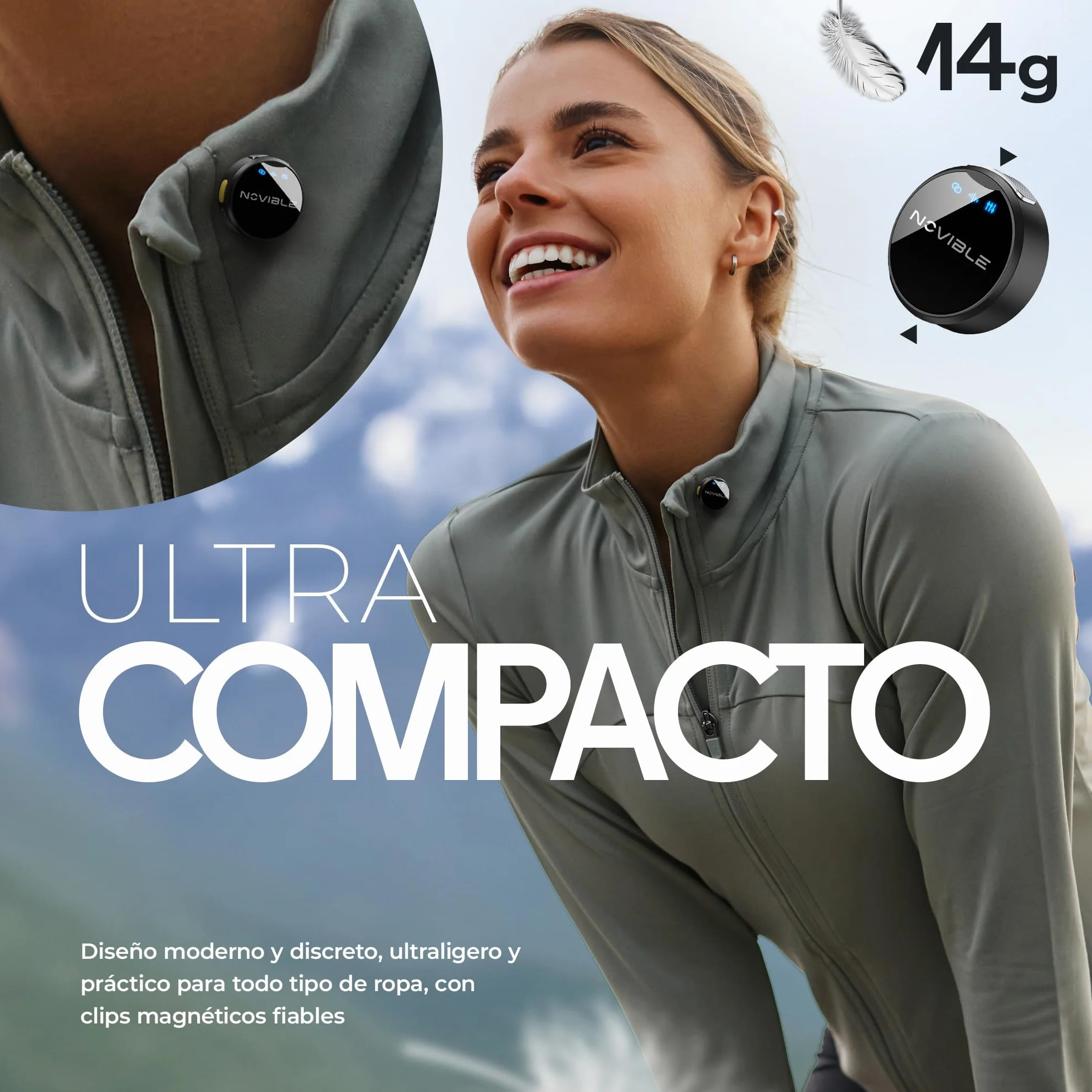Micrófono Inalámbrico para iPhone, Android USB-C y Cámara, Micro de Solapa para 2 Personas y Móvil, Mini Micrófono 48 kHz/24 bits, Estuche de Carga 25 h, Reducción de Ruido, Adaptadores, Vlog YouTube