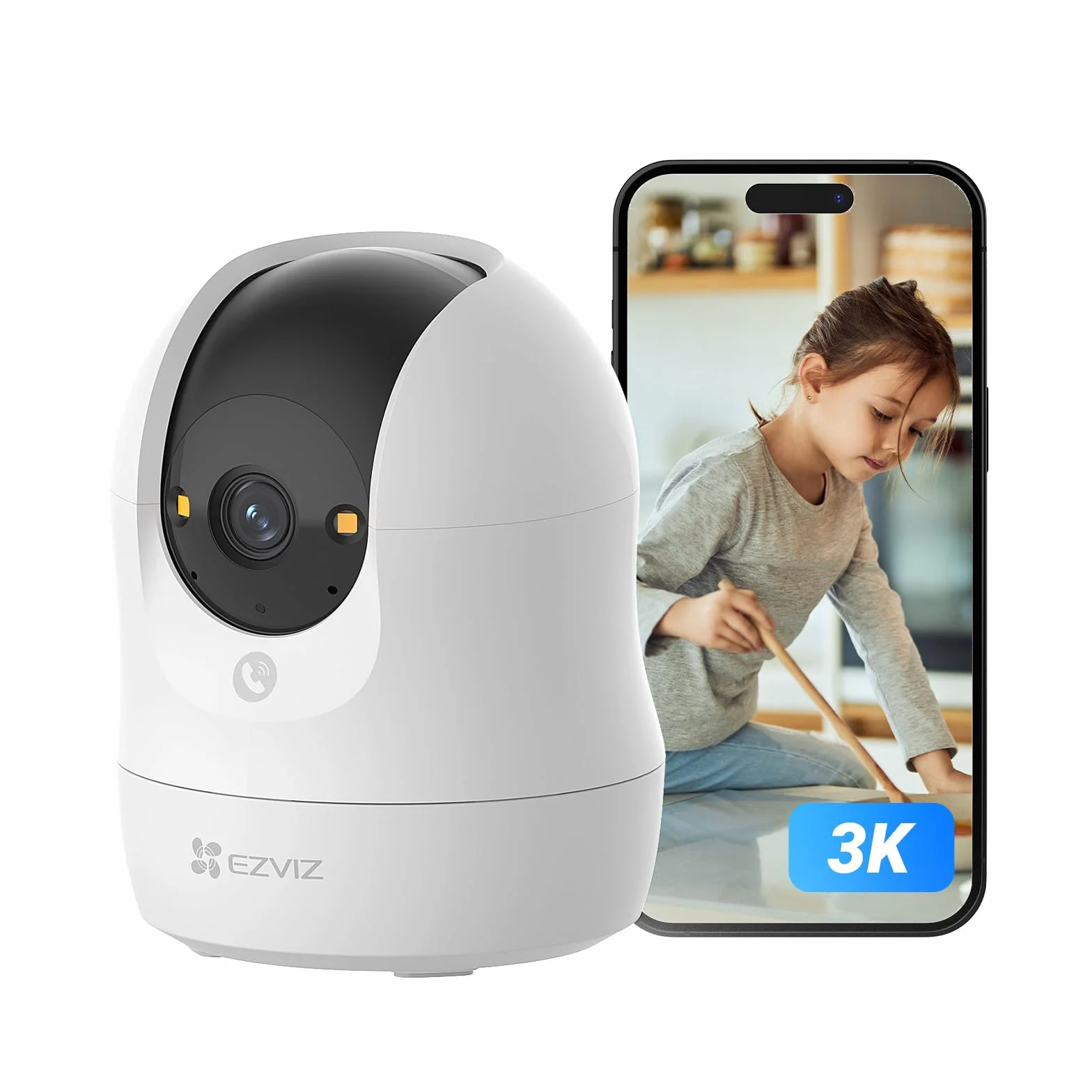 EZVIZ C6N G1 3K Cámara Vigilancia WiFi Interior 360°, Cámara IP Detección de Personas, Visión Nocturna en Color, Audio Bidireccional, Seguimiento con Zoom, Control Remoto, para bebé/Anciano/Negocio
