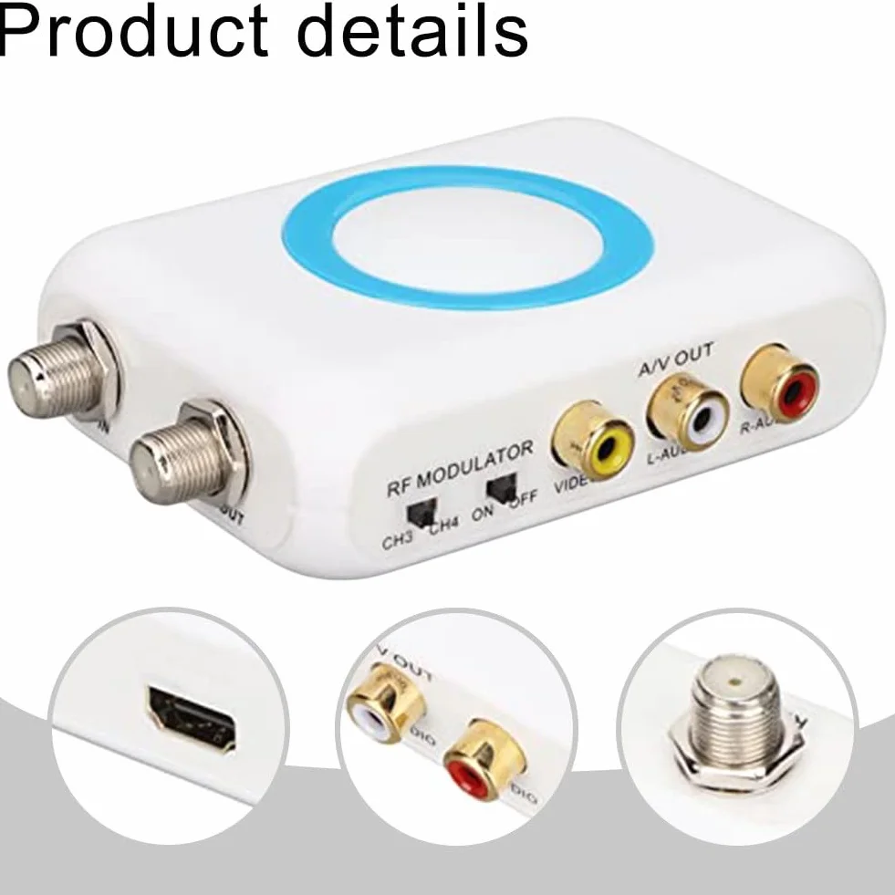 Modulador HD para PAL NTSC, convertidor RF 1080P con entrada HDMI y salida AV/RF, diseño compacto para uso doméstico multimedia TV