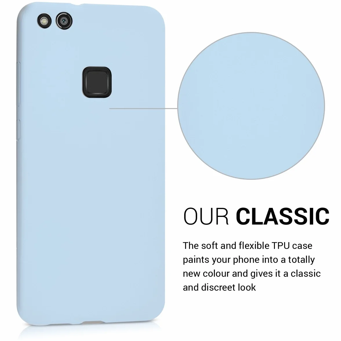 kwmobile Funda para Huawei P10 Lite Carcasa - Ultrafina de TPU y Silicona con Bordes elevados anticaídas - Azul Claro Mate