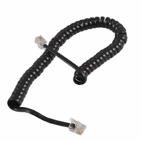 Cable telefónico spiral 4 hilos RJ10 2m negro